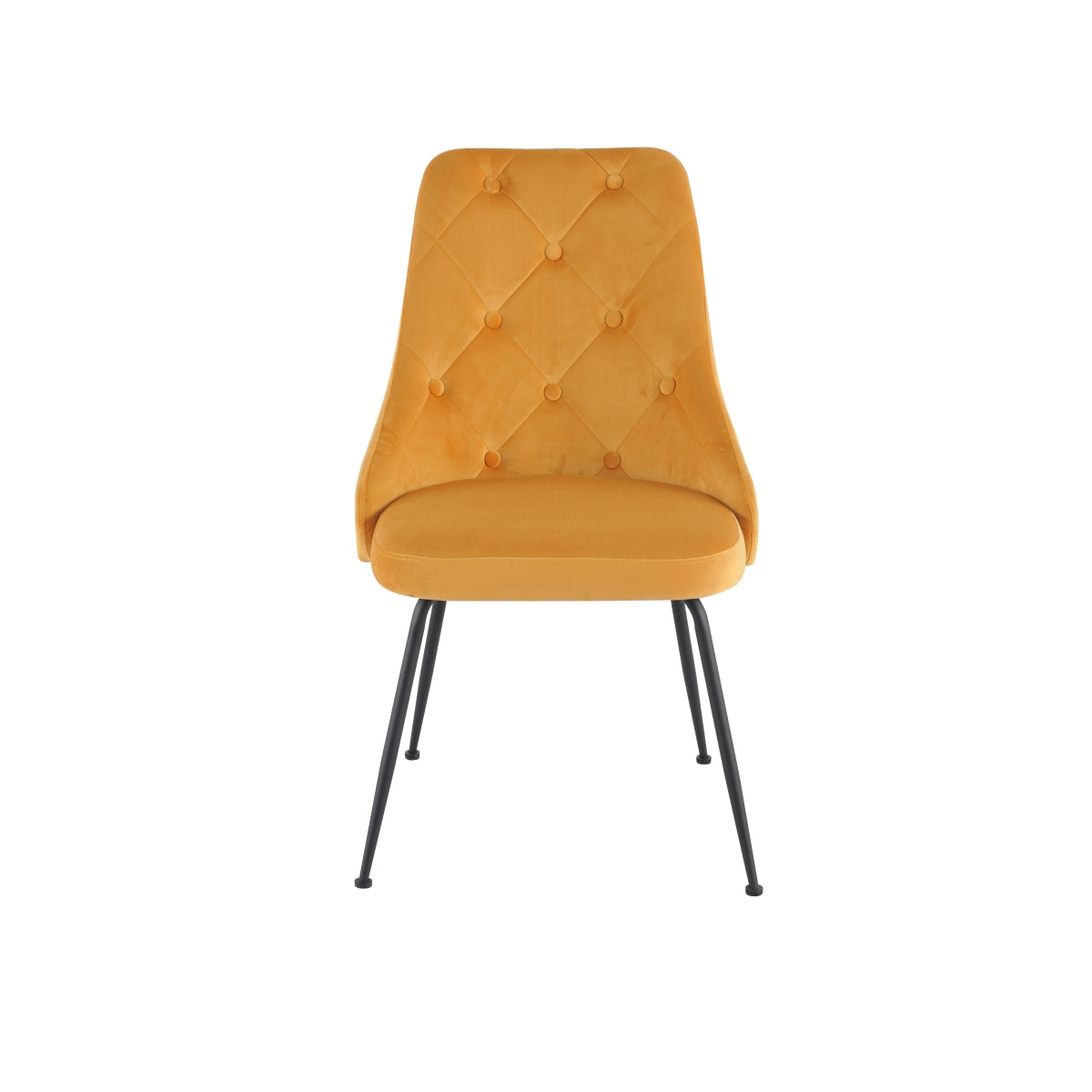 Set of two yellow MAZ Plumeria dining chairs with sleek, modern design, shown from the front without background.