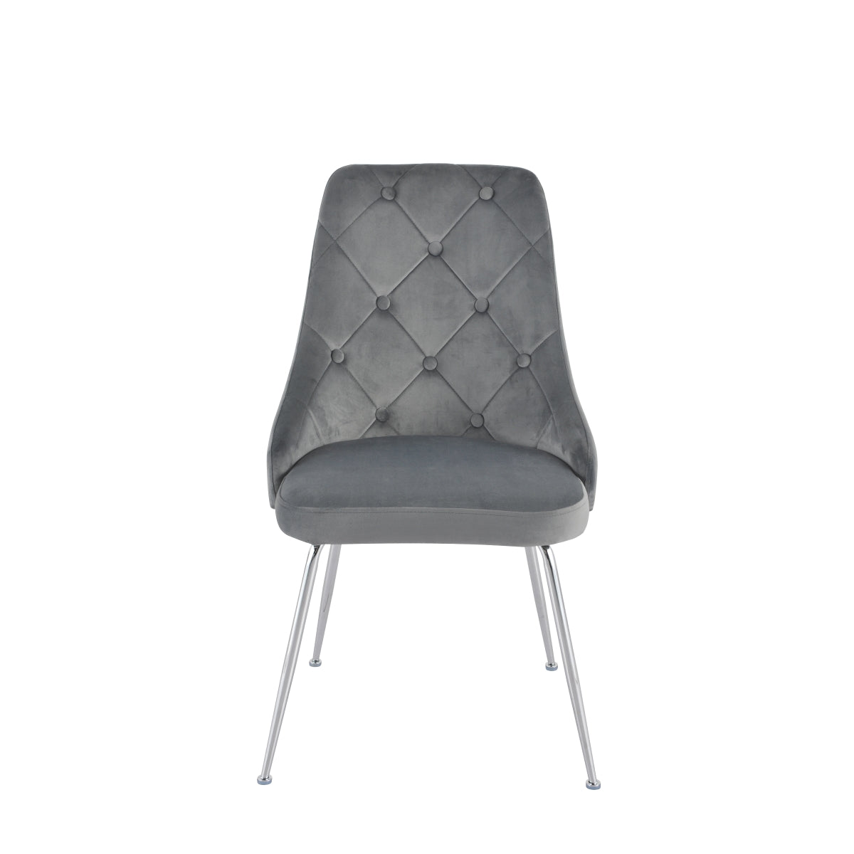 Pair of MAZ Plumeria Grey Dining Chairs with sleek modern design, shown from the front without background.
