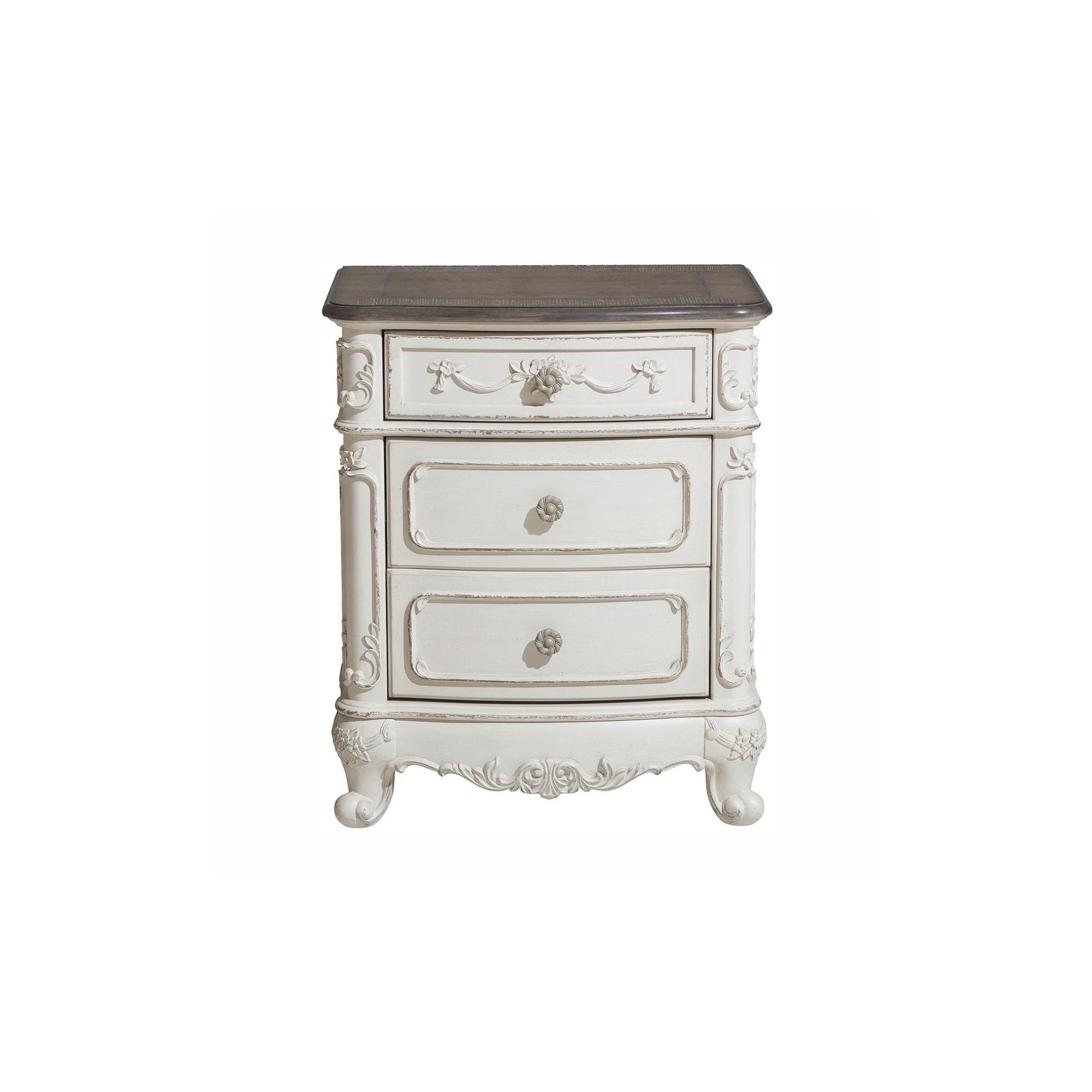 Maz Cinderella Collection youth nightstand with two-tone finish, featuring a compact, stylish bedside table for children's bedroom decor.