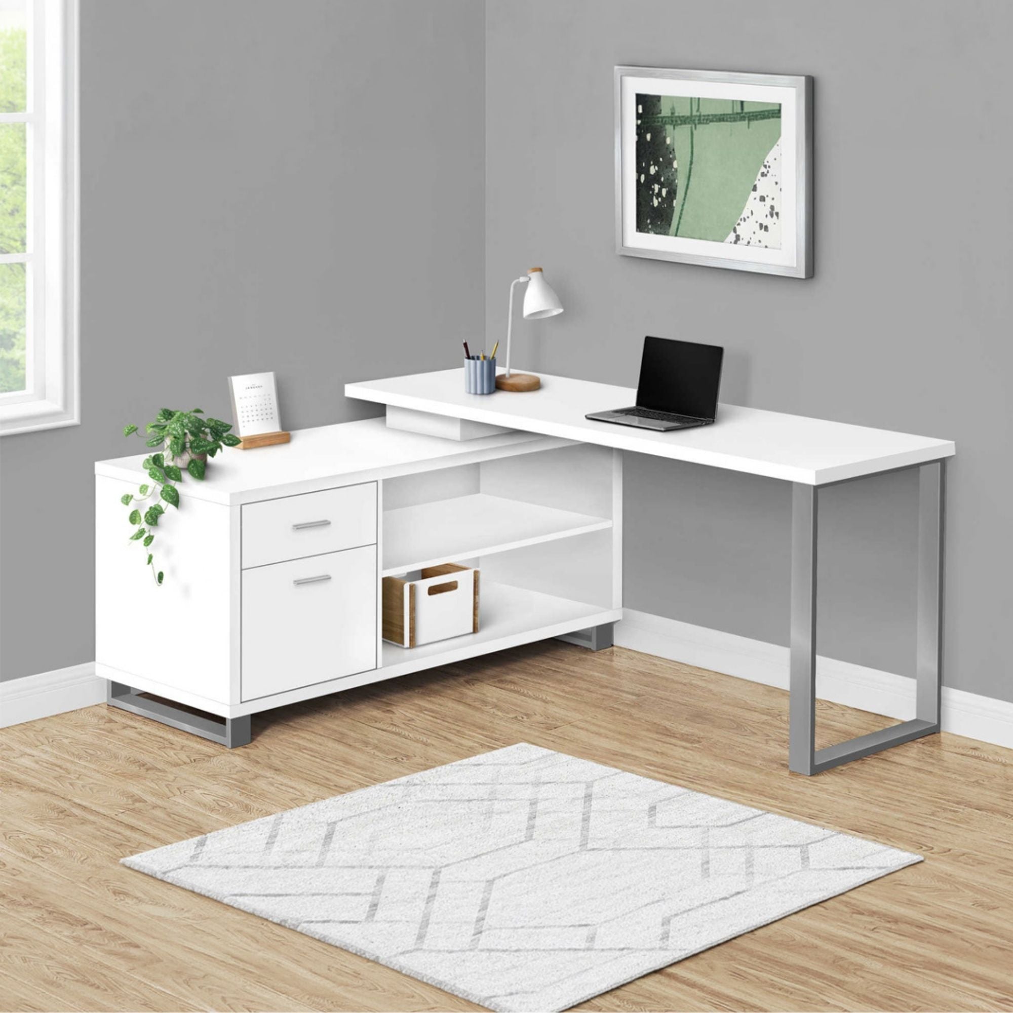 White Nexora 72-inch office computer desk by Monarch Specialties with clean, modern design and spacious workspace.