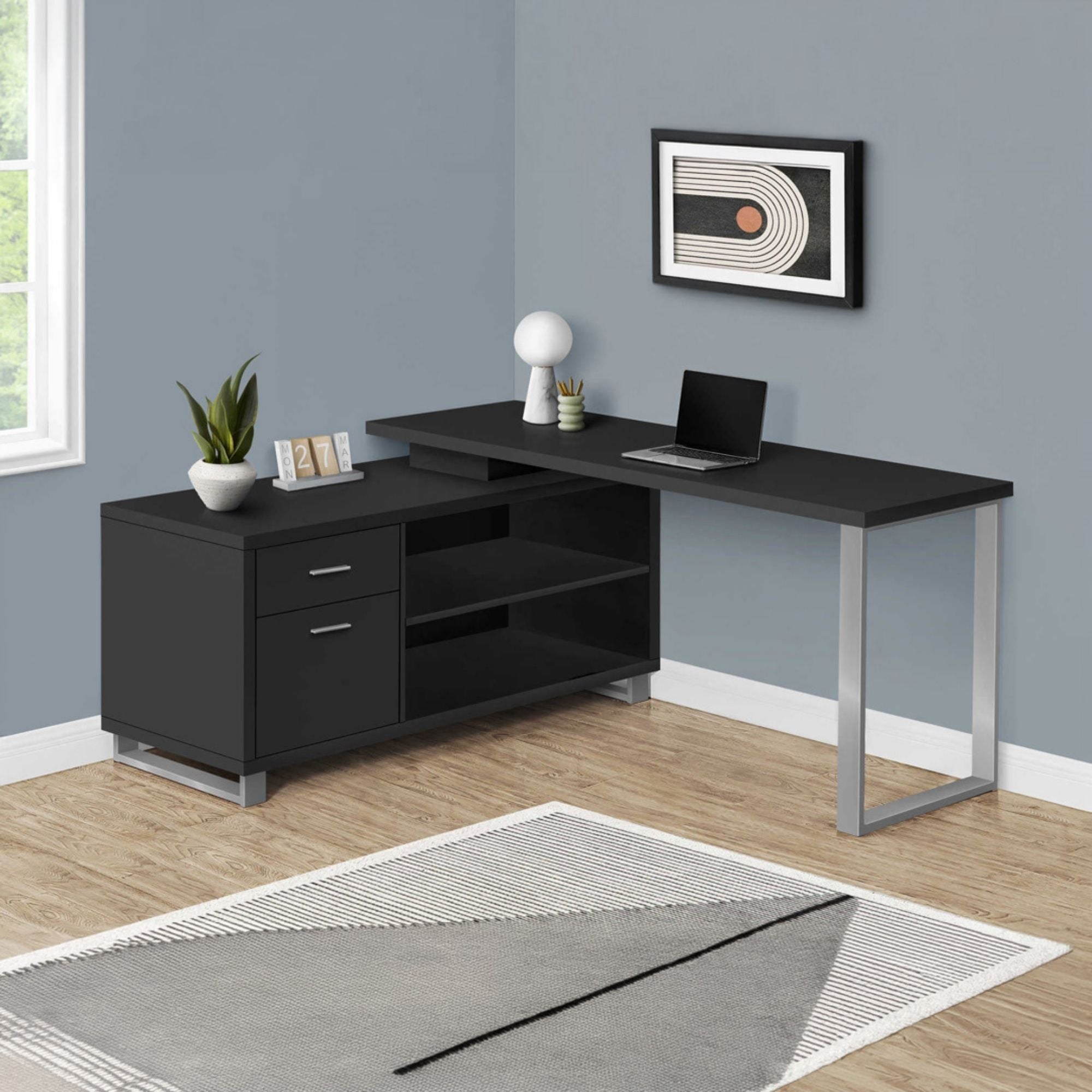Nexora 72-inch black office computer desk by Monarch Specialties with a spacious tabletop and modern design.