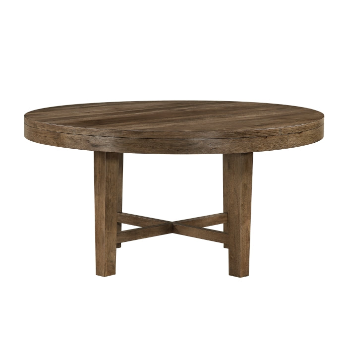MAZ Matisse round dining table with wooden top and metal legs, perfect for kitchen and dining rooms.