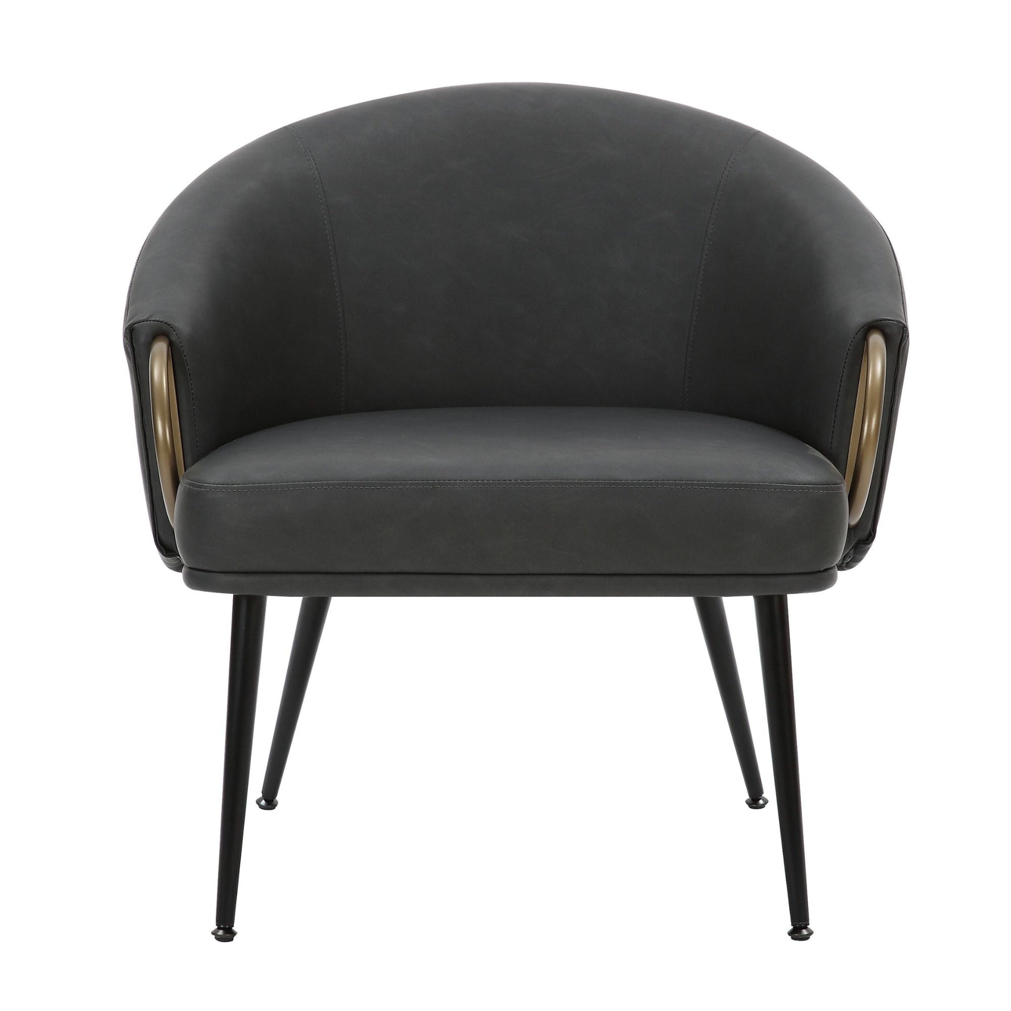 Vintage Zita accent chair by World Wide featuring charcoal upholstery with black and aged gold detailing.