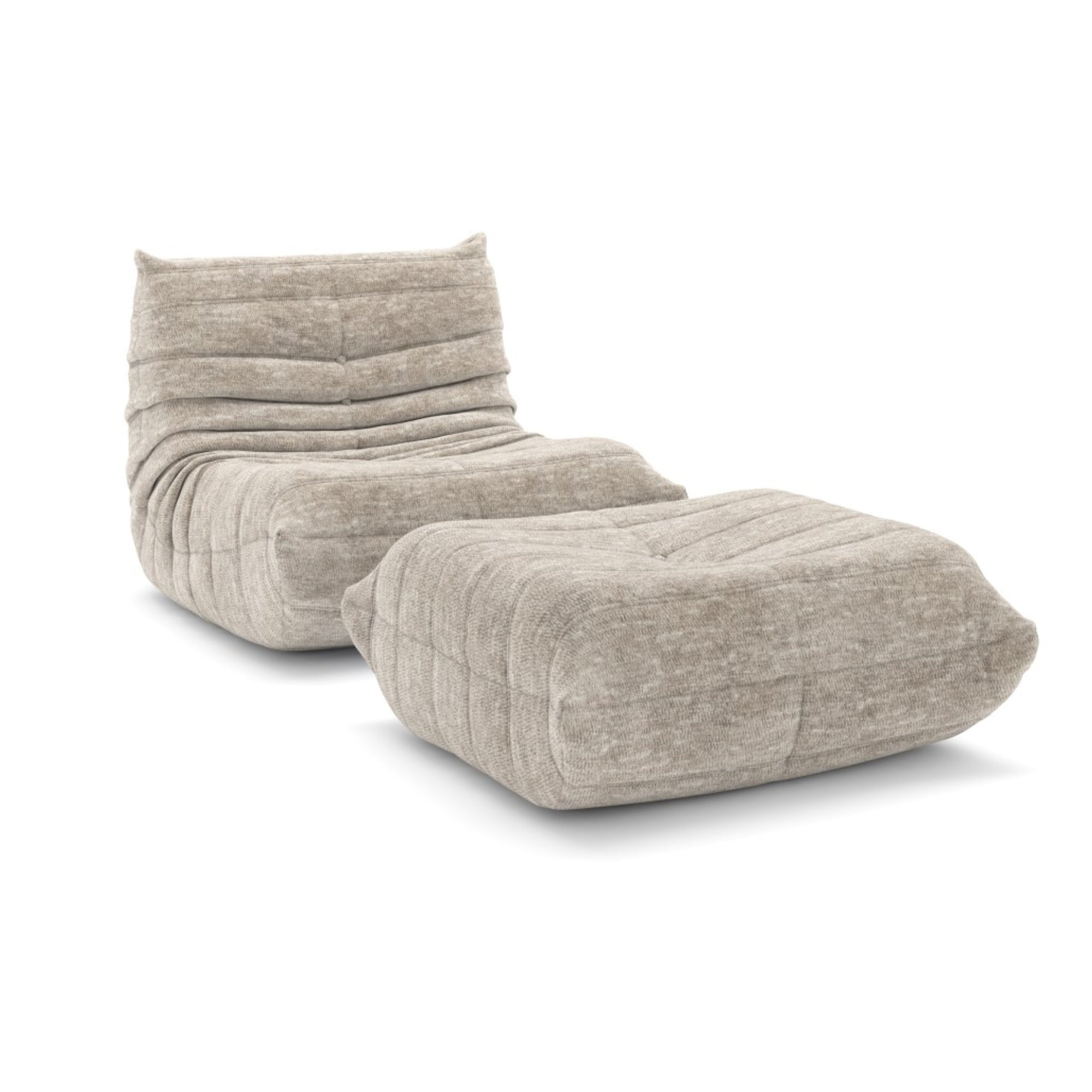 Armless Chair & Ottoman in Beige 40715