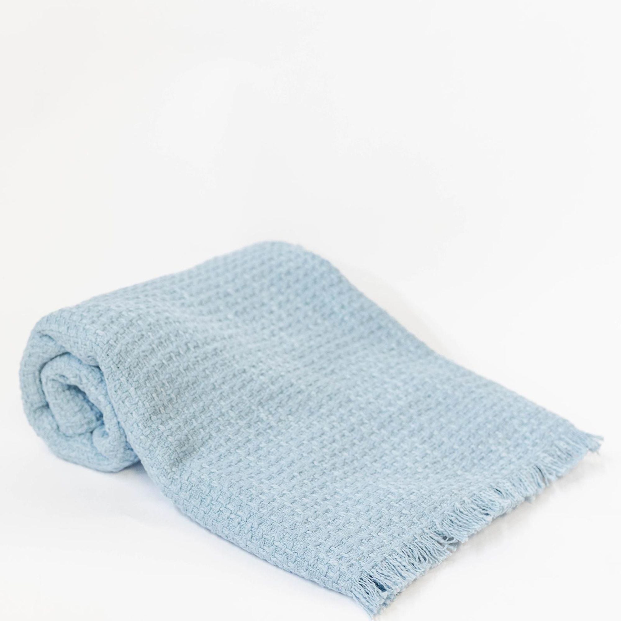 Cotton Throw With Fringe in Blue | CastleUp Experience Centre Online Furniture