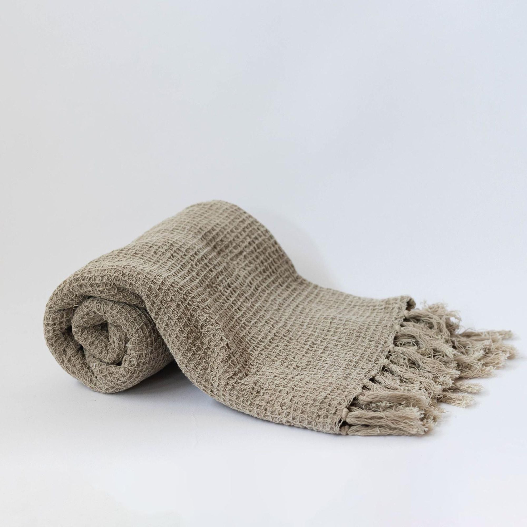 Cotton Waffle Weave Throw in Taupe | CastleUp Experience Centre Online Furniture
