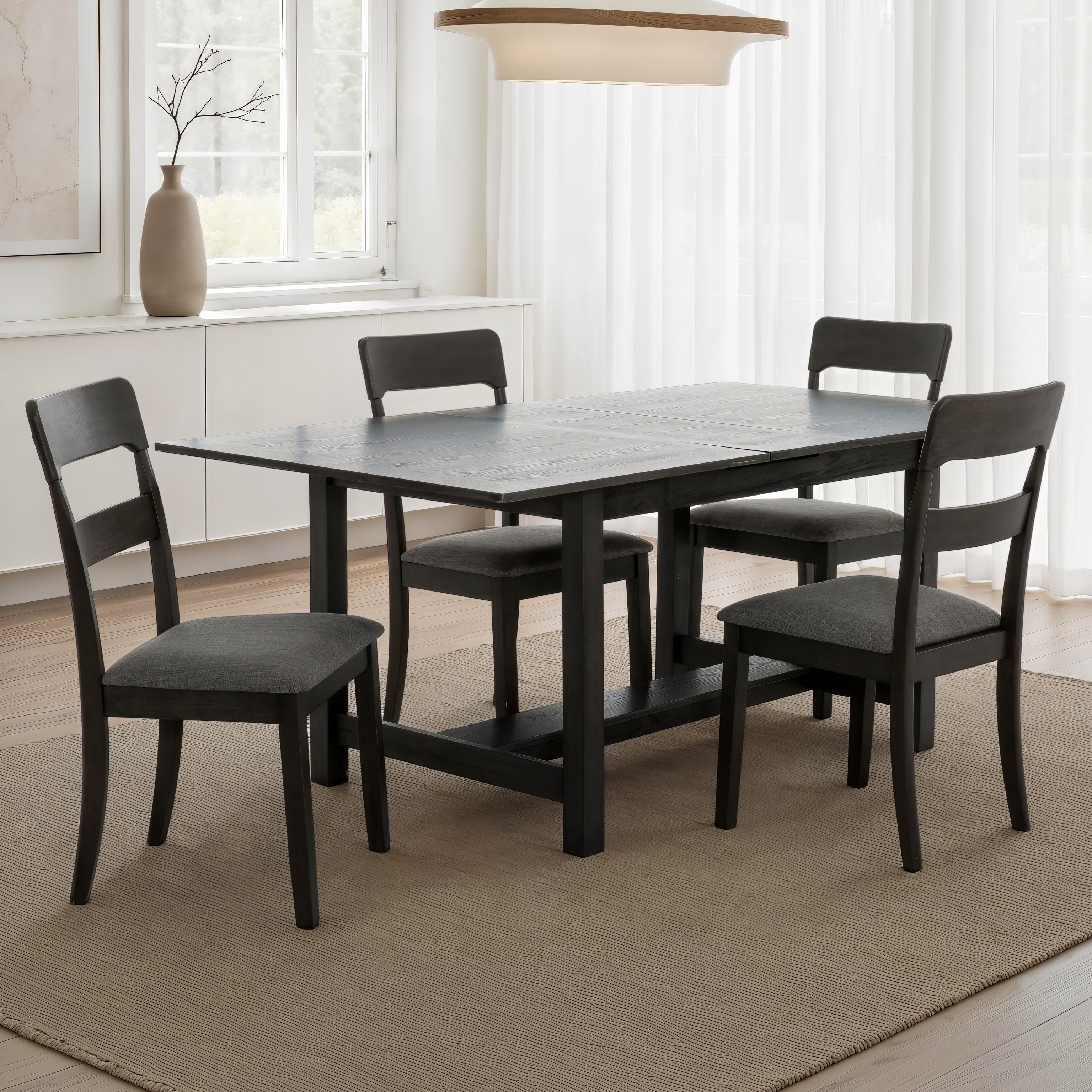 Harlow 5-Piece Extendable Dining Set in Grey