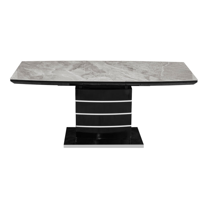 MAZ Glissand Sintered Stone extendable grey dining table with sleek design and sturdy legs, perfect for modern dining rooms.