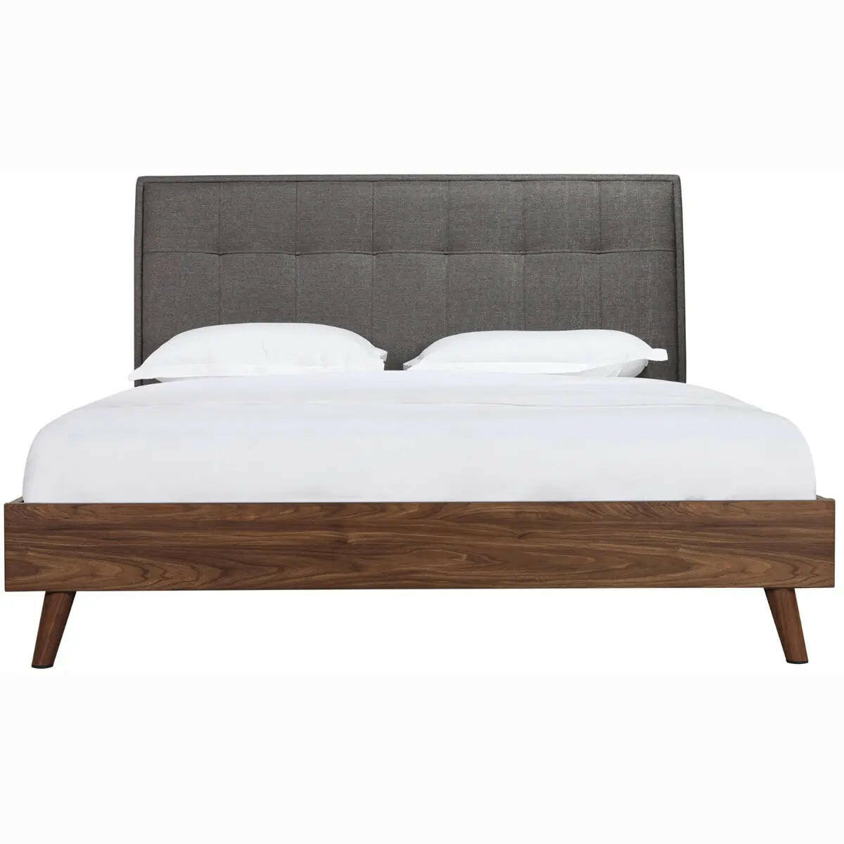Gray Fletcher Todros Platform Bed by MAZ with a modern design, featuring a sleek headboard and sturdy wooden frame.