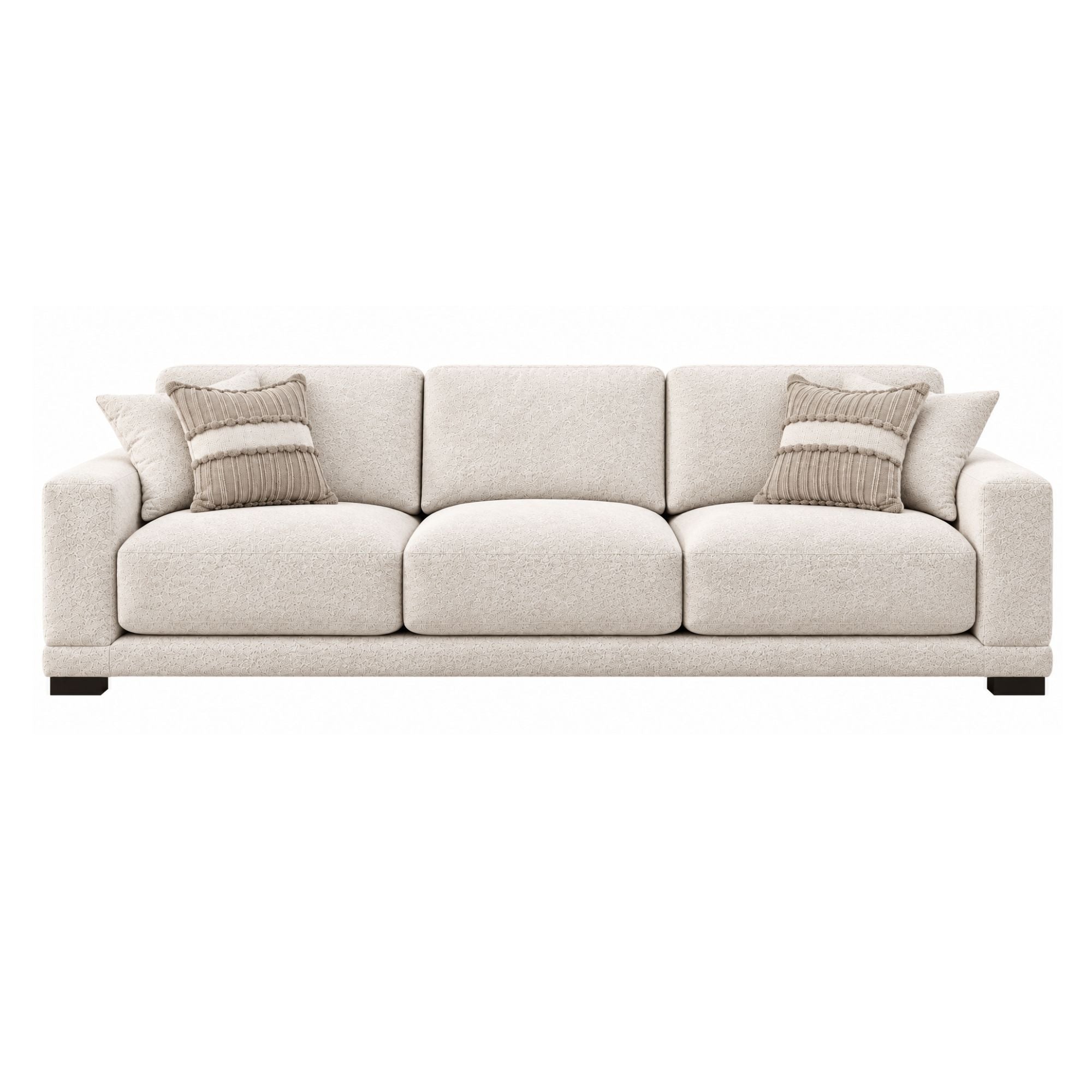 Canadian-made Talia sofa set in light brown with plush cushions, designed by Sofa by Fancy for stylish living room seating.