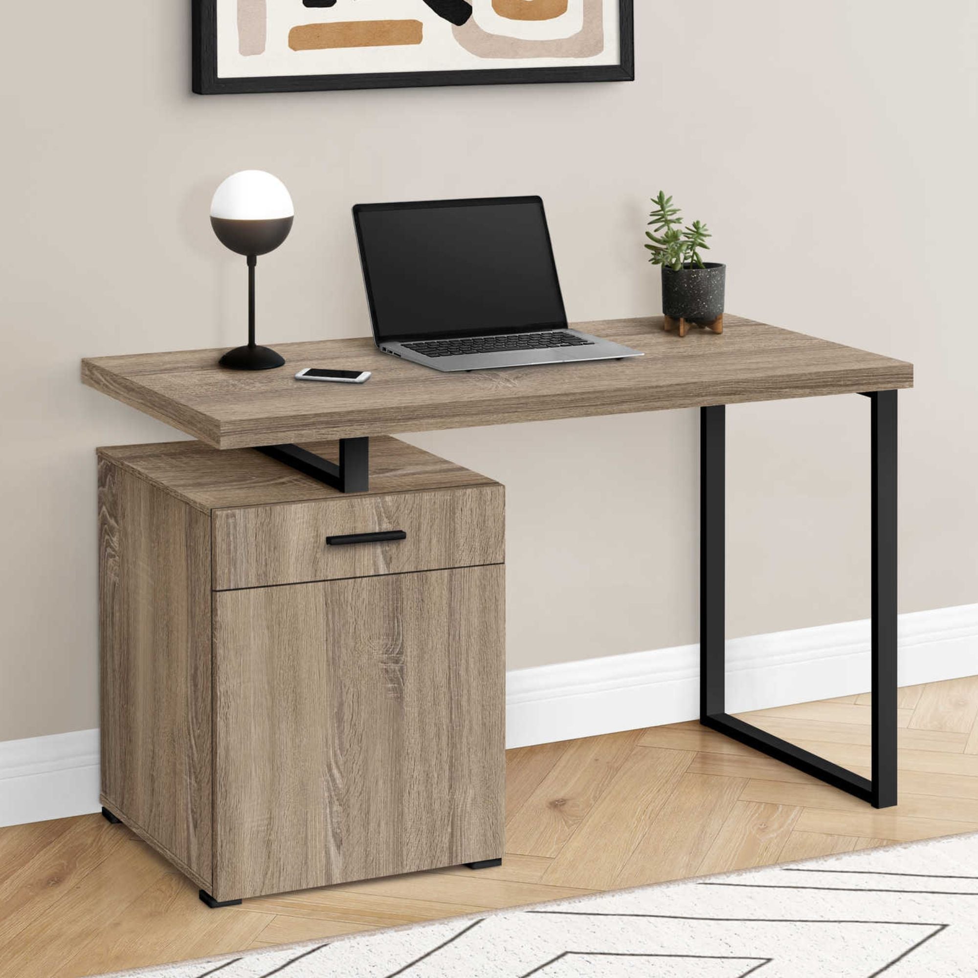 Taupe Nexor 48-inch office computer desk by Monarch Specialties, featuring a sleek modern design and sturdy construction.