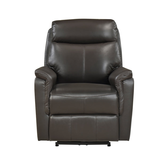 Leif Collection Power Recliner Chair in Dark Brown