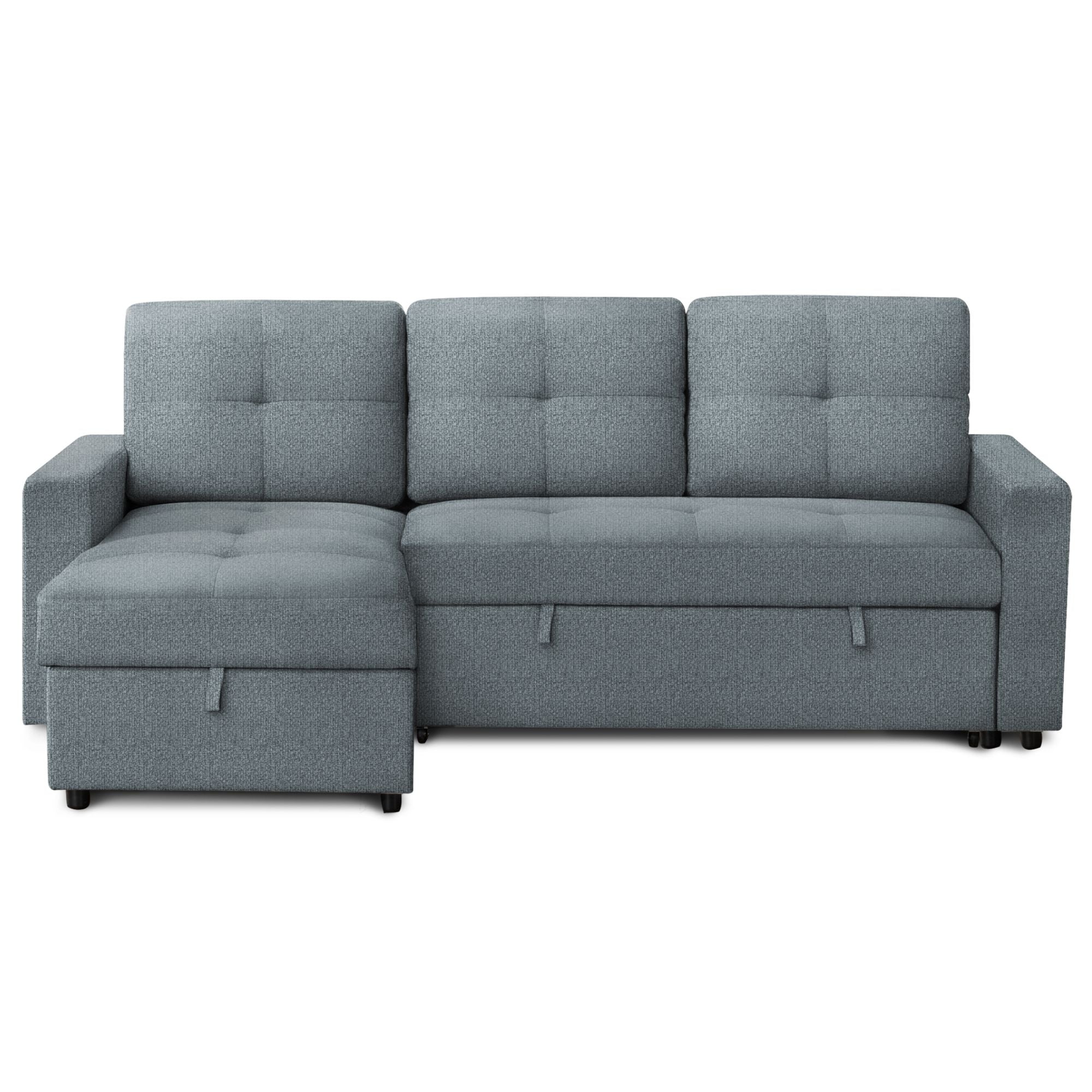 Sofa Sleeper with Reversable Storage Lounger in Blue/Grey