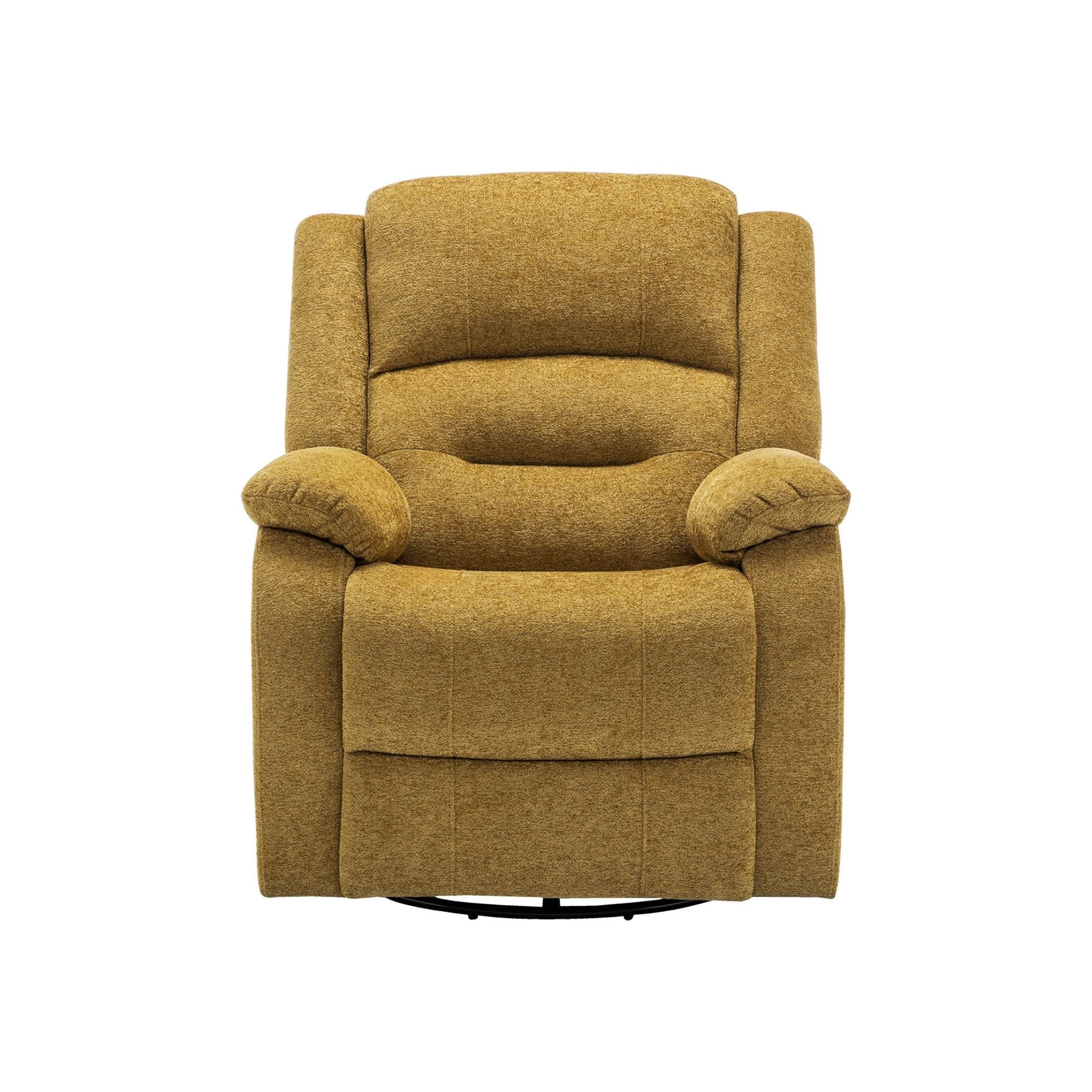 Gold power swivel glider recliner chair with USB port by Monarch Specialties, featuring plush upholstery and modern design.