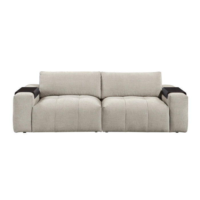 MAZ Tidal 2-Piece Modular Loveseat in taupe, showing the front view with plush cushions and modern design.