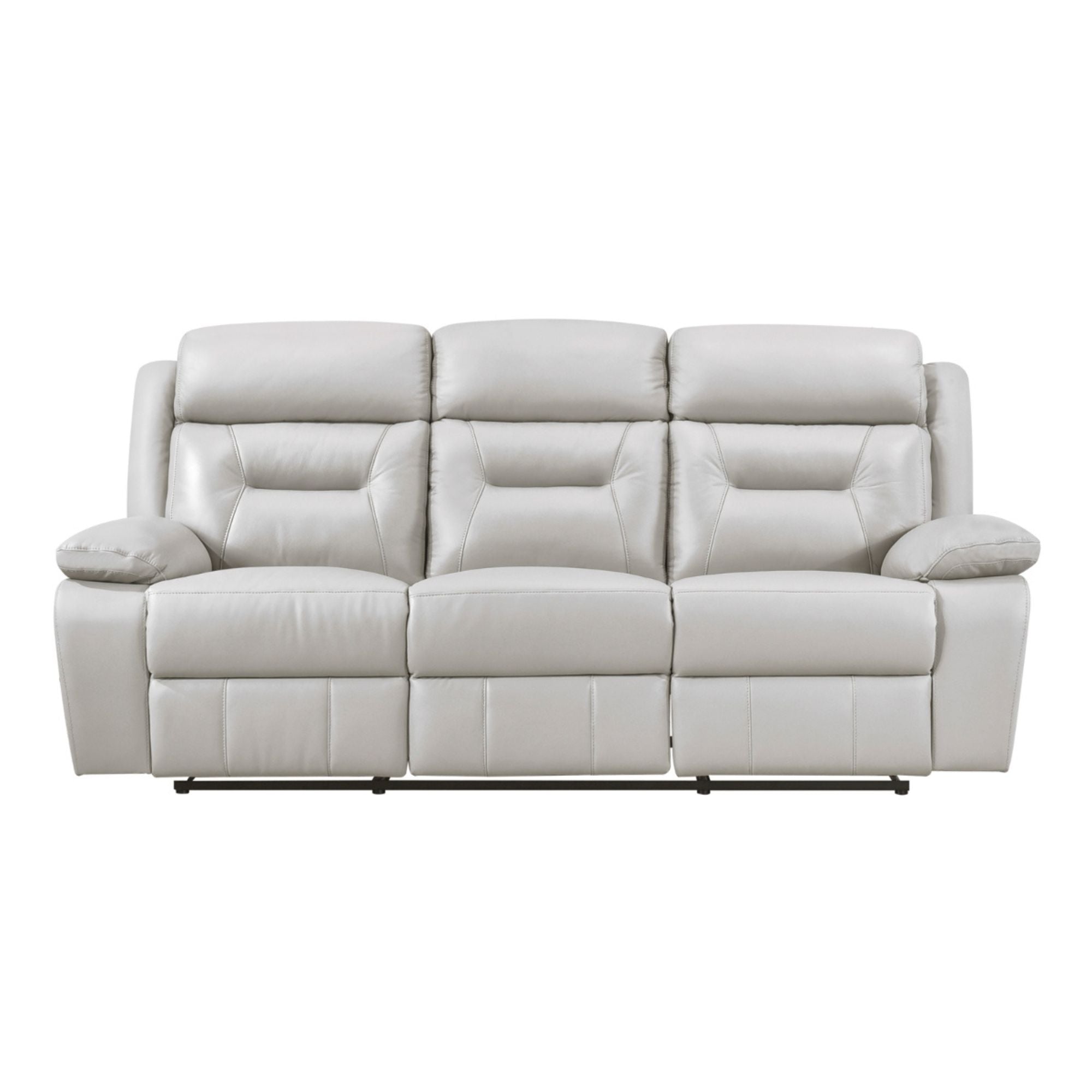 MAZ Laconia Collection power reclining sofa set in off-white with a built-in console, showcasing plush cushions and sleek design.