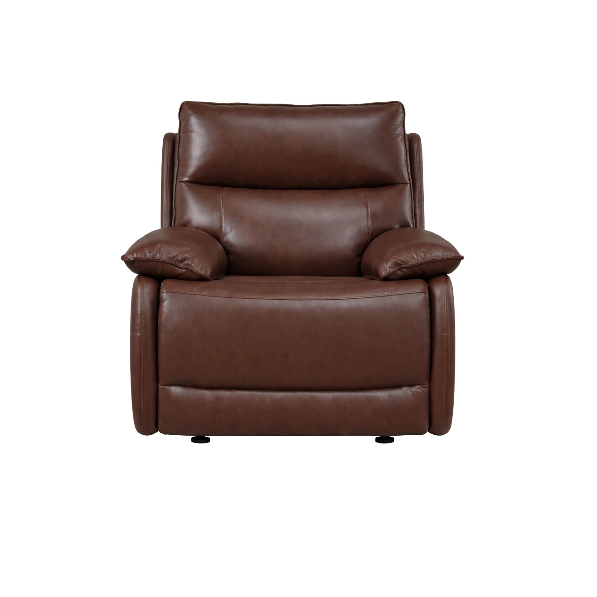 MAZ Morocco Glider Recliner in brown leather with plush cushioning and wooden base, part of the Morocco Collection.