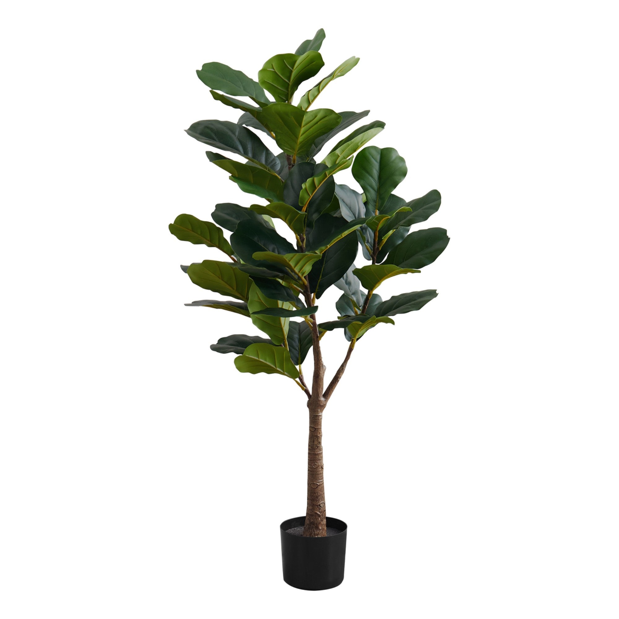 Artificial 47-inch Fiddle Tree indoor plant by Monarch Specialties, showcasing lush green leaves and realistic foliage.