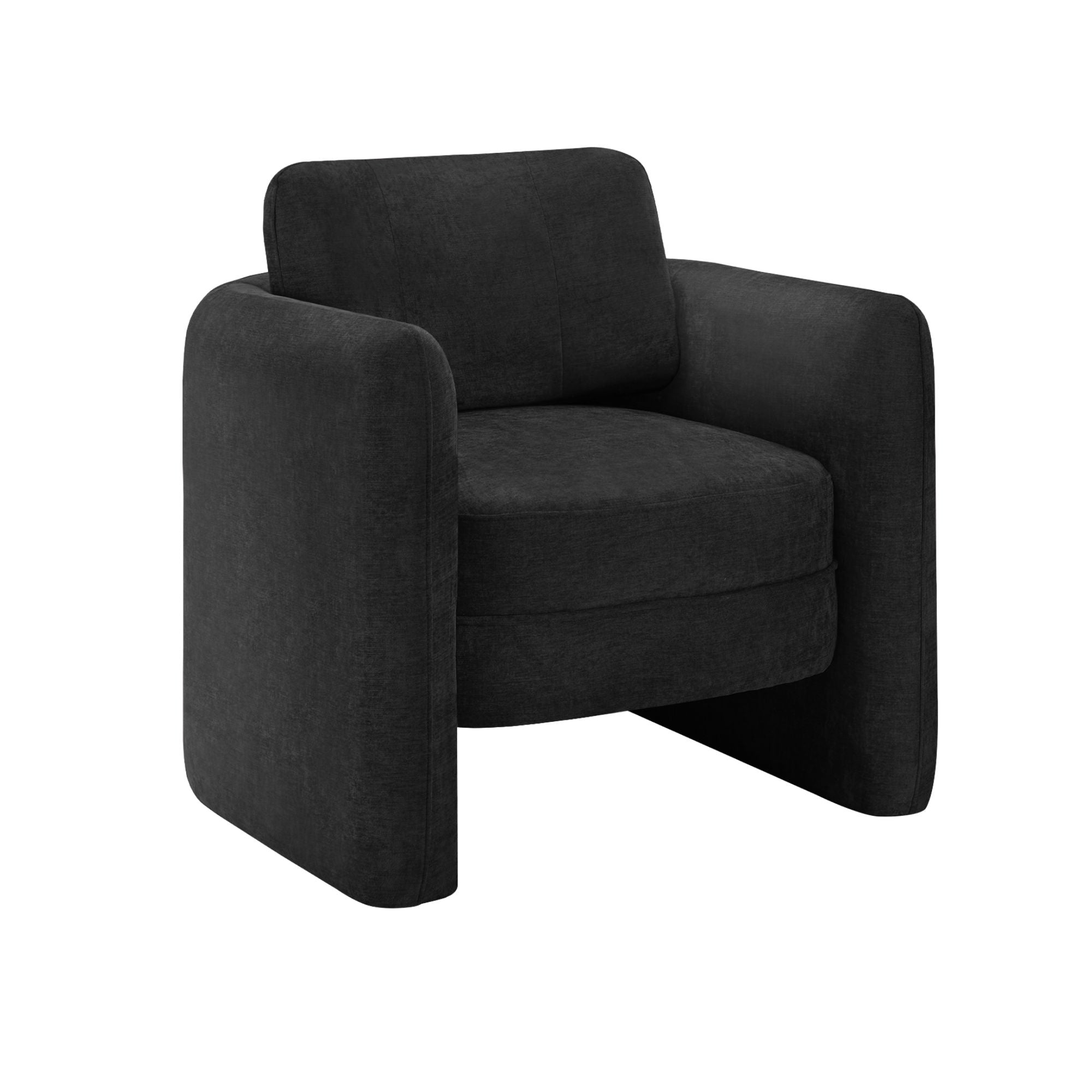 Black fabric accent chair by Monarch Specialties with a modern design, featuring a cushioned seat and stylish armrests.