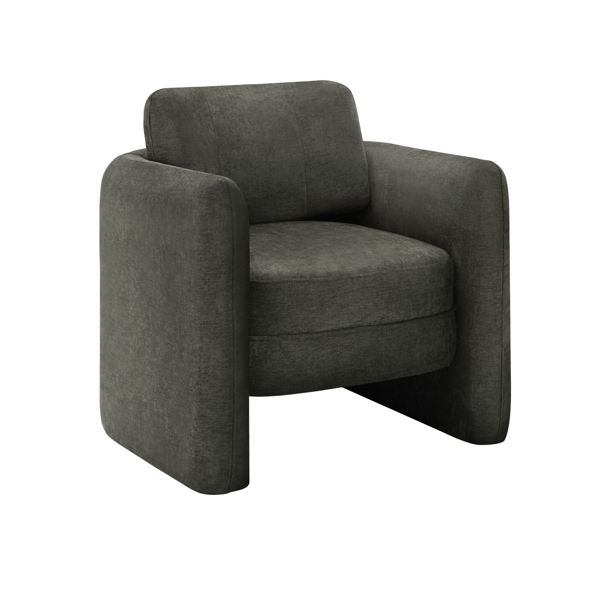 Dark grey fabric accent chair by Monarch Specialties with a modern design and plush cushioning.