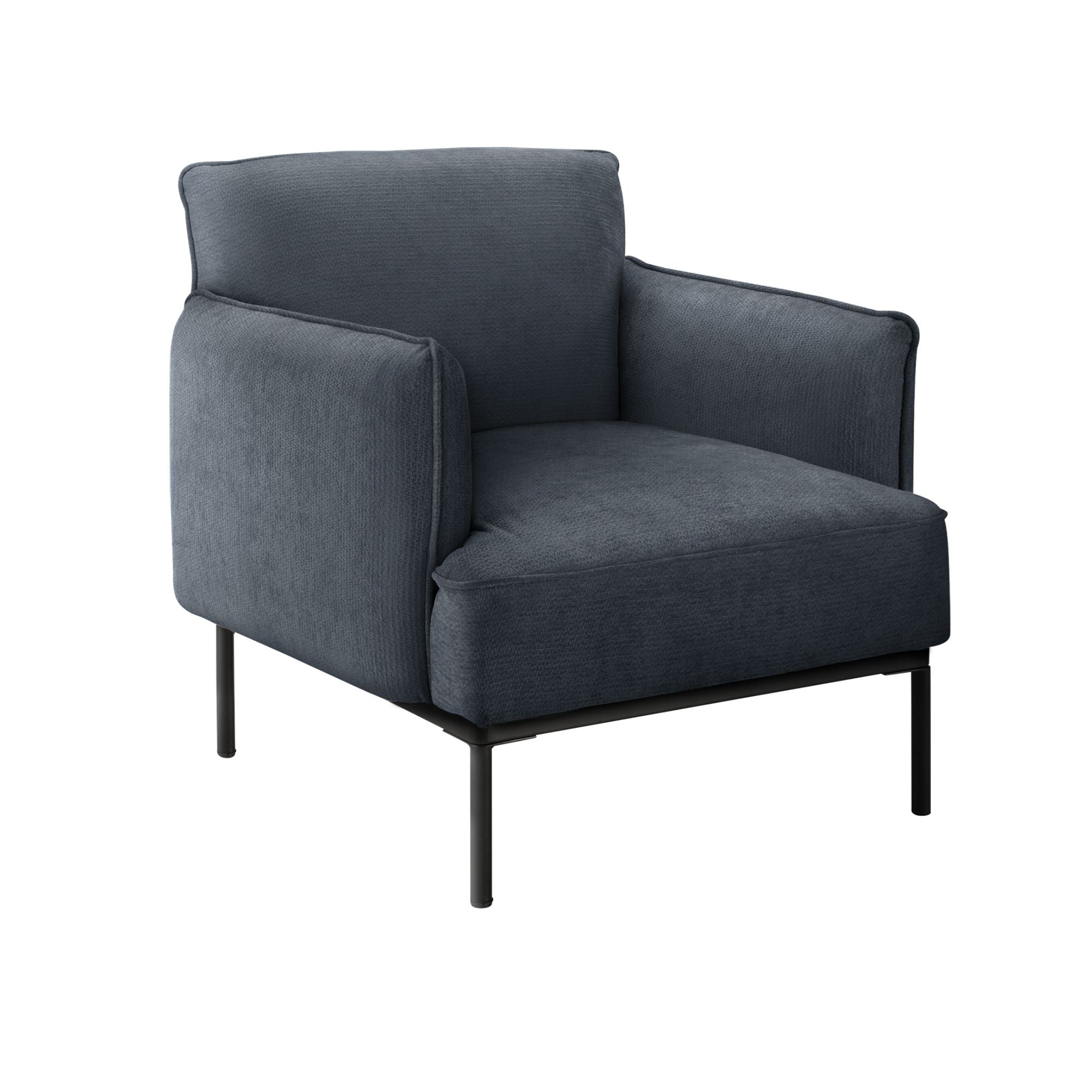 Blue fabric accent chair with wooden legs, Monarch Specialties 33-inch tall modern accent seating for living room or bedroom.