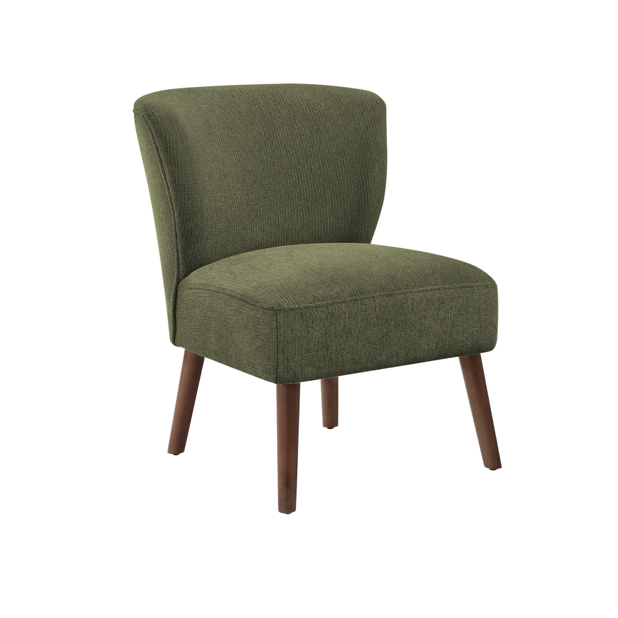 Green fabric accent chair with sleek design by Monarch Specialties, showcasing plush cushioning and modern style.