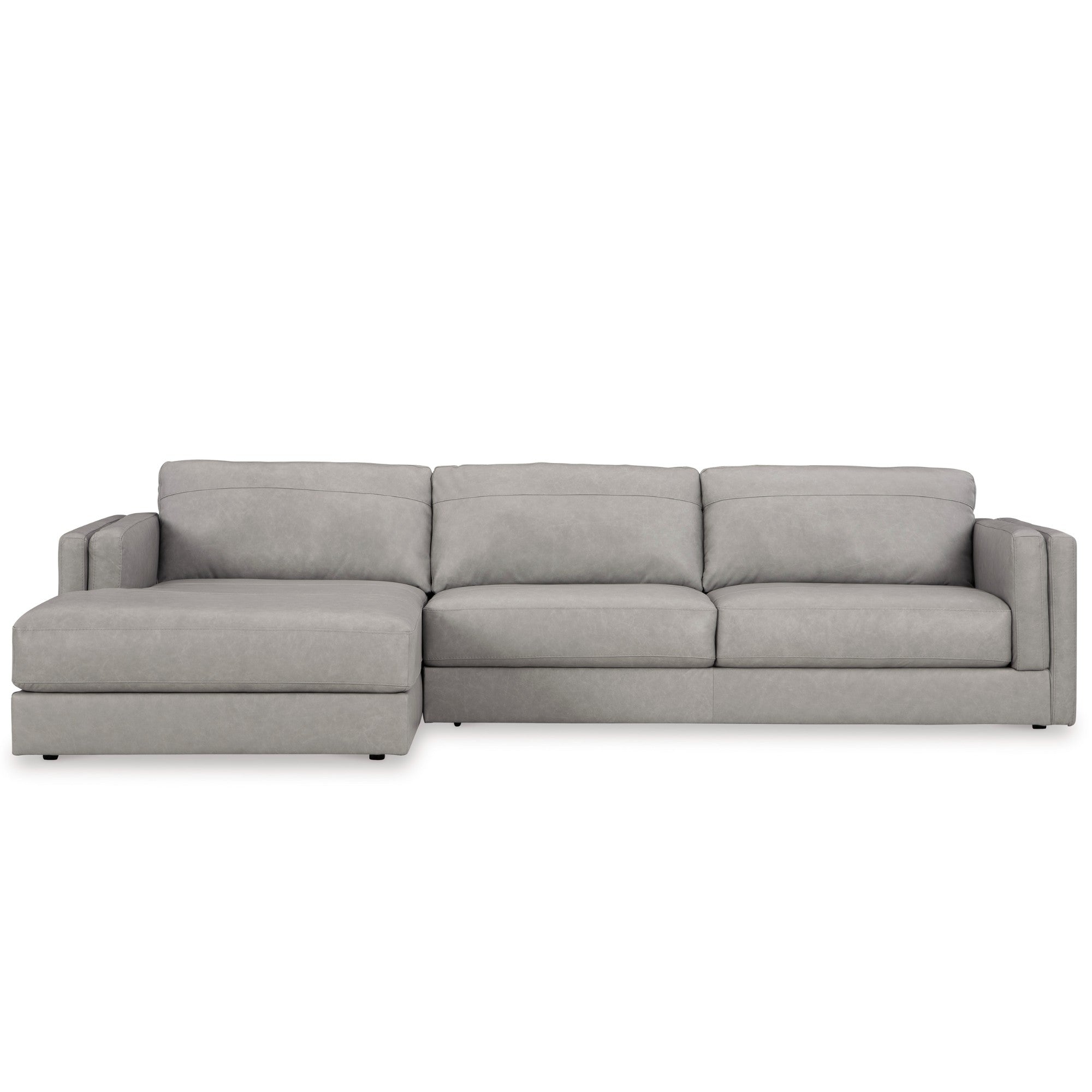 Amiata 2-Piece Leather Sectional with Chaise Light Grey