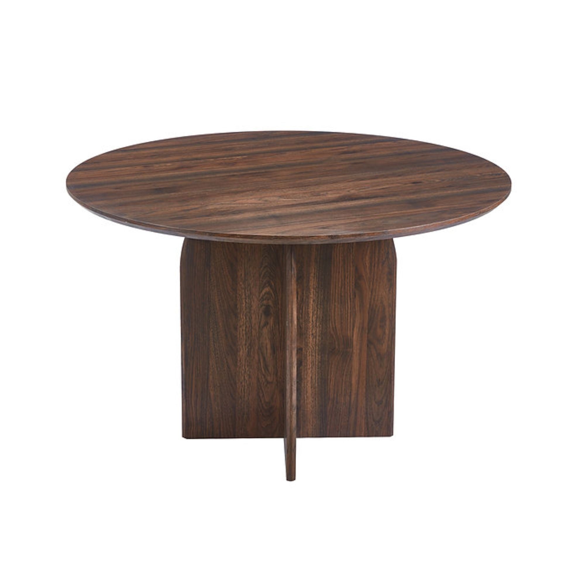 Elite Living Archer 5-piece walnut dining set with matching chairs, perfect for modern dining room decor.
