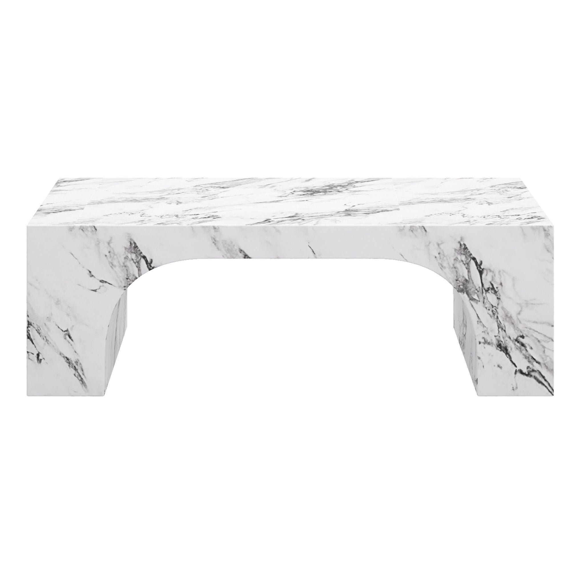 Atticus rectangular coffee table by World Wide in Bulgari white finish, with sleek modern design and smooth surface.