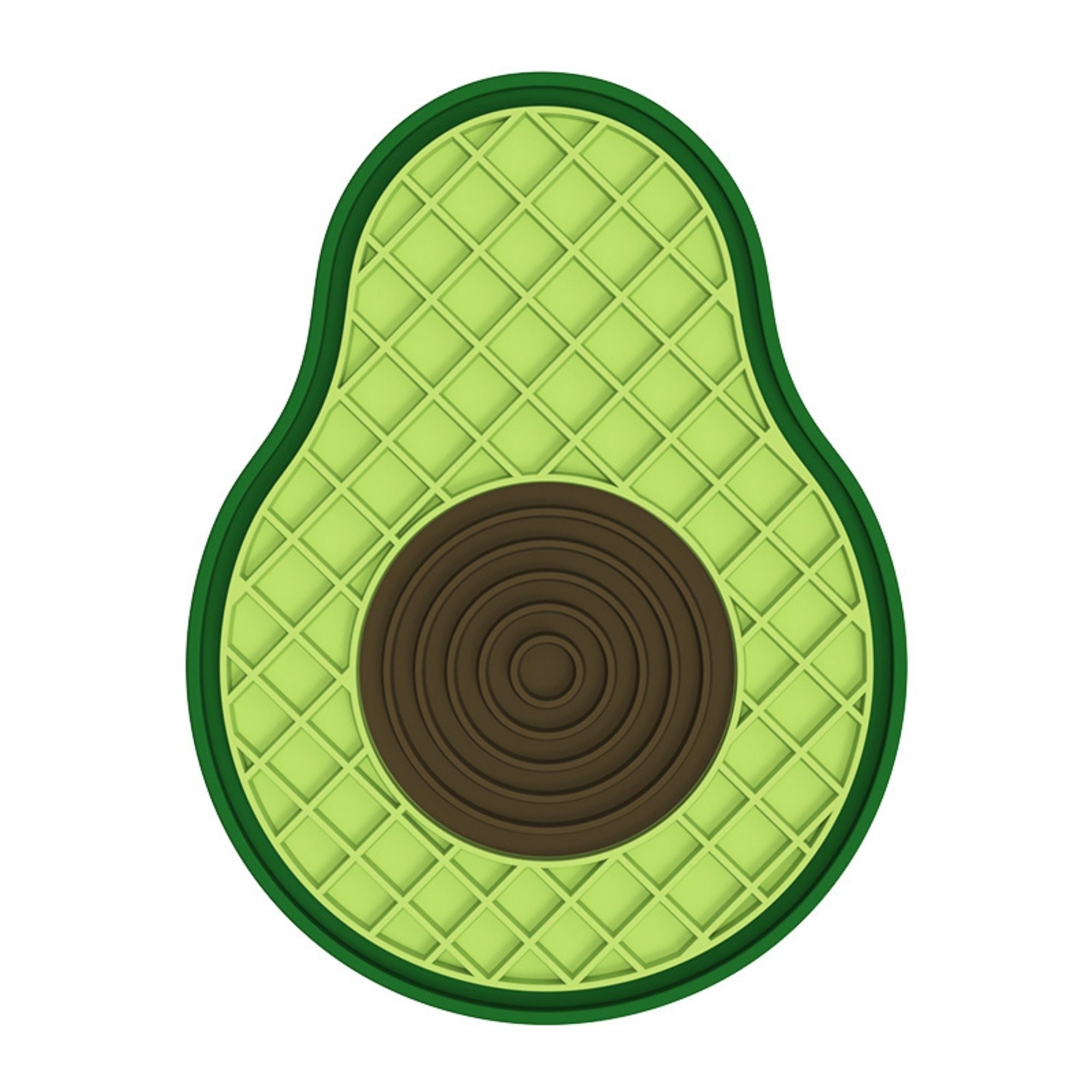 Superdesign avocado lick mat for pets, textured green silicone feeding mat viewed from above
