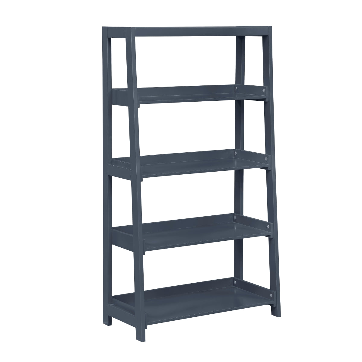 Blue 4-shelf wooden Monarch Specialties bookcase with open sides and sturdy design, ideal for home or office storage.