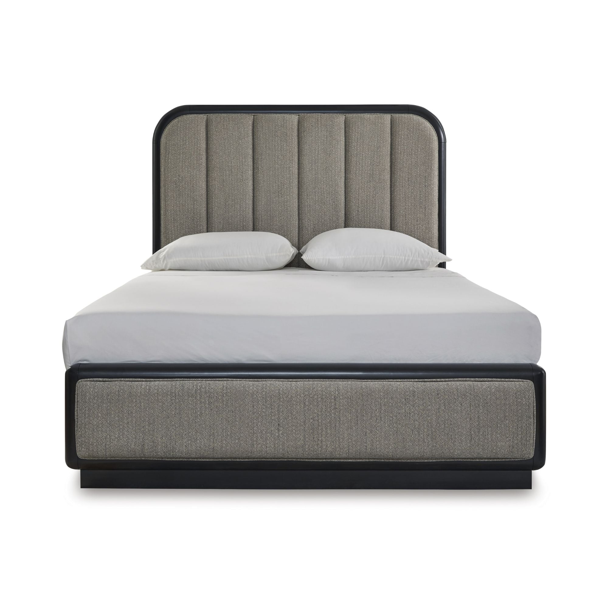 Signature Ashley Rowanbeck upholstered panel bedroom set with a bed, matching nightstands, and a coordinated bedroom furniture ensemble.