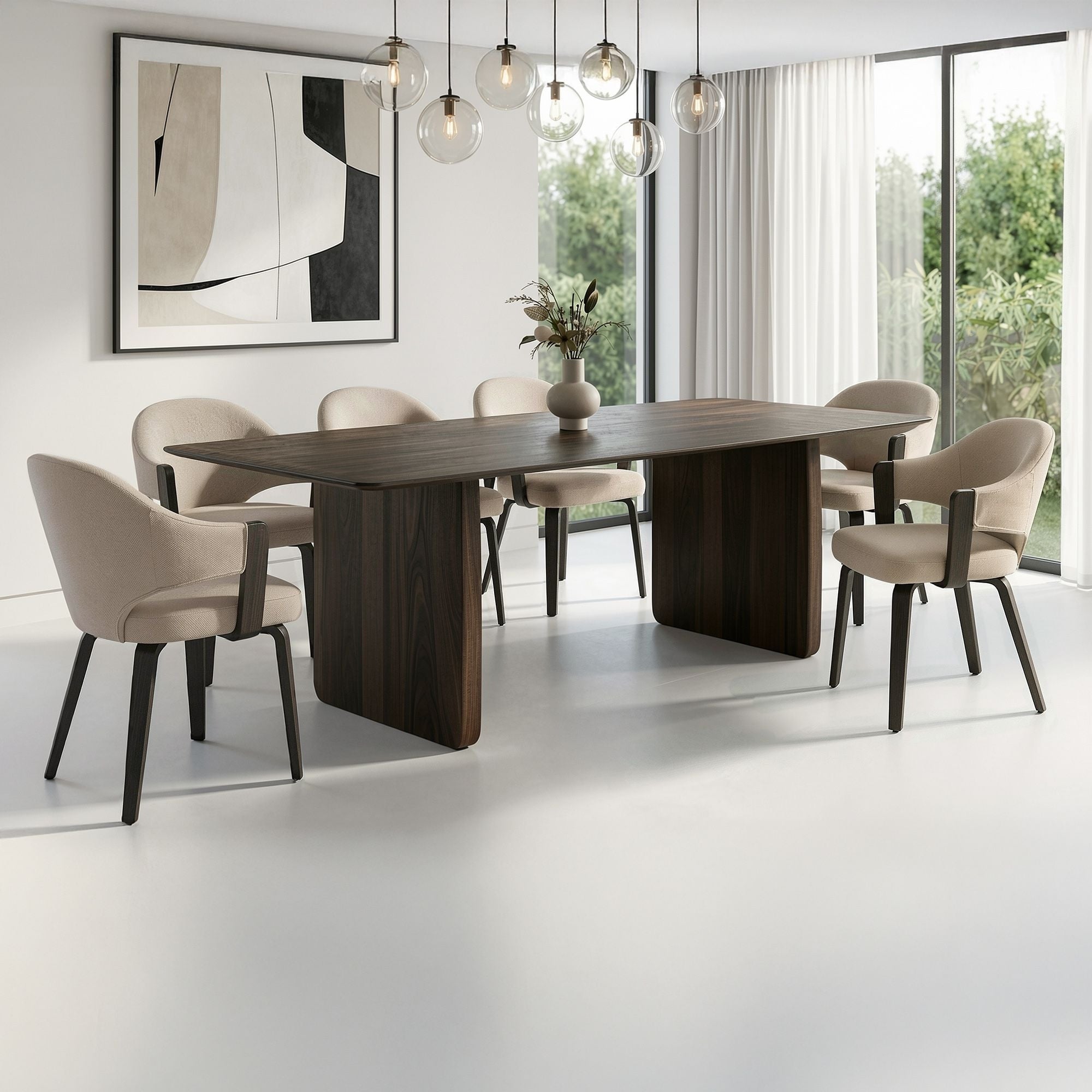 Bazul and Freya 7-Piece Wood Dining Set