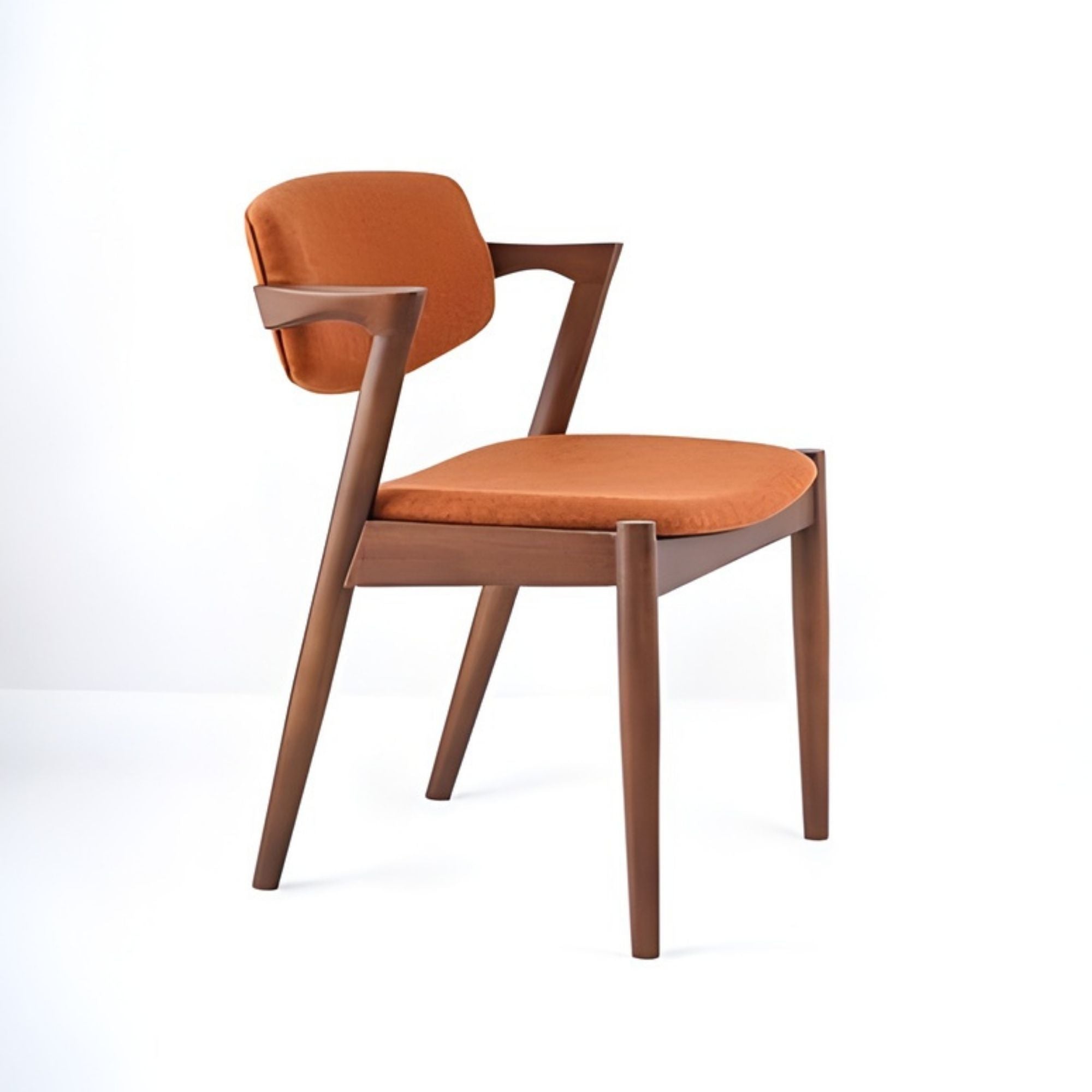 Brera Collection Wood Frame Dining Chair Orange/Walnut | CastleUp Experience Centre Online Furniture