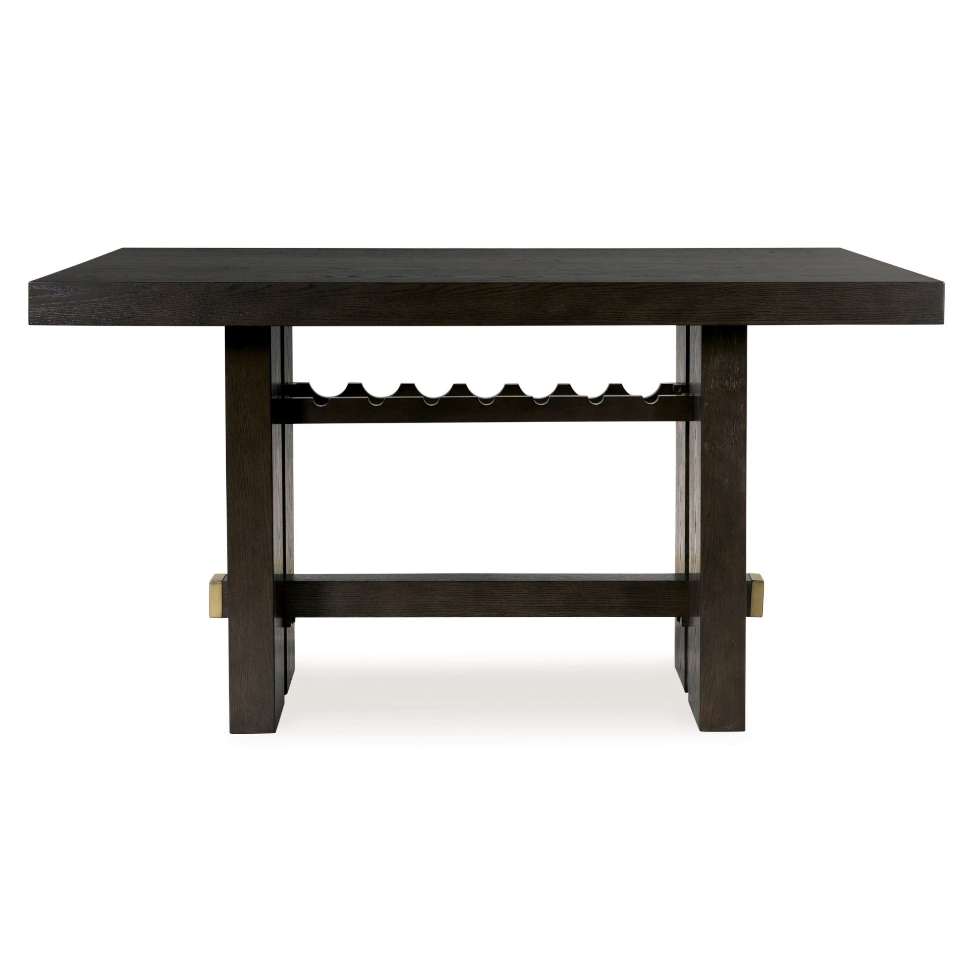 Dark brown Burkhaus RECT counter height dining table by Signature Ashley, showcasing a sturdy wood design and modern style.