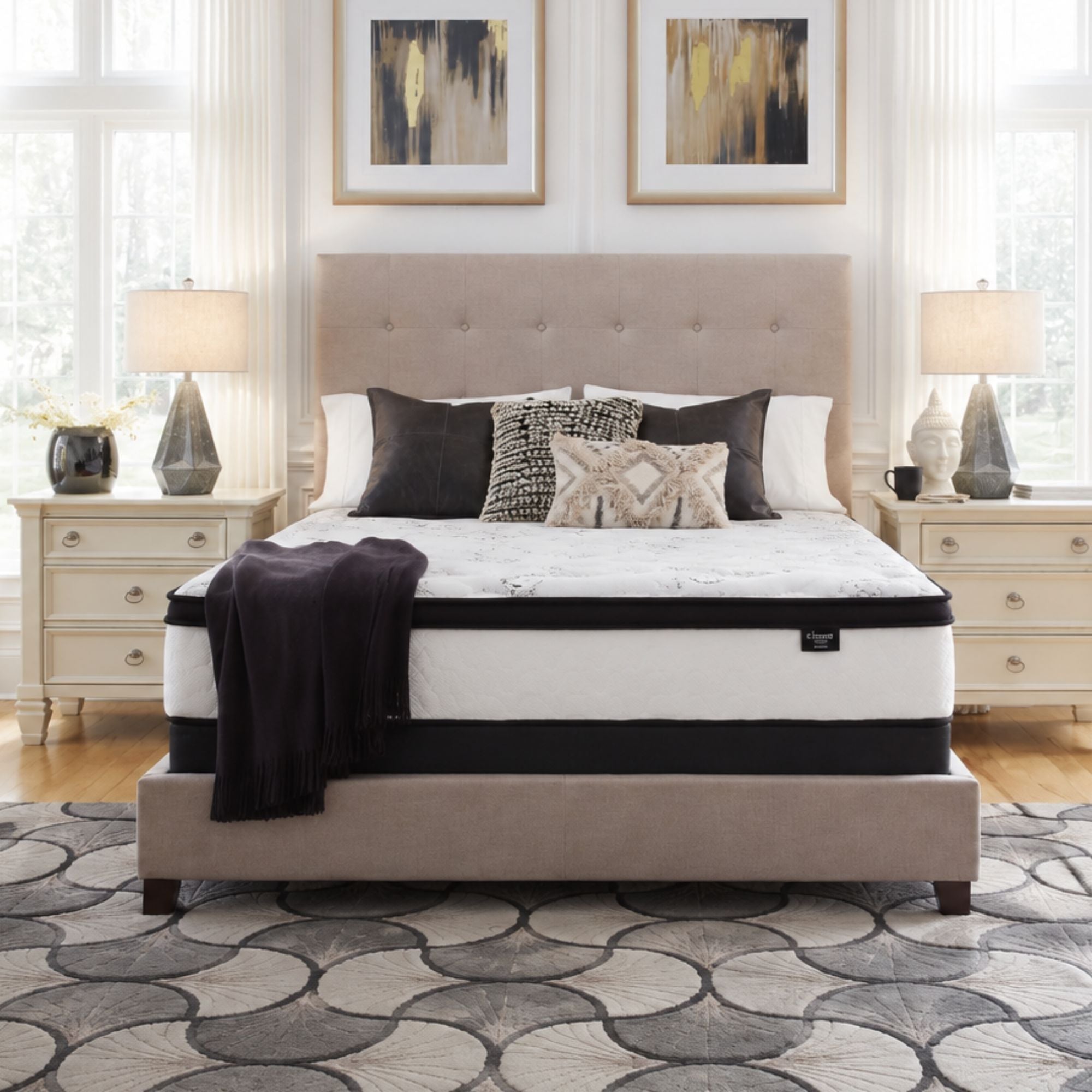 Signature Ashley Chime 12-inch ultra plush hybrid mattress with soft quilted surface and supportive hybrid design.