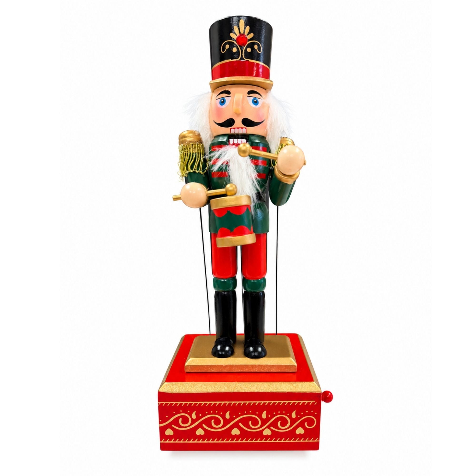 Green Christmas drummer nutcracker music box by CastleUp Experience Centre