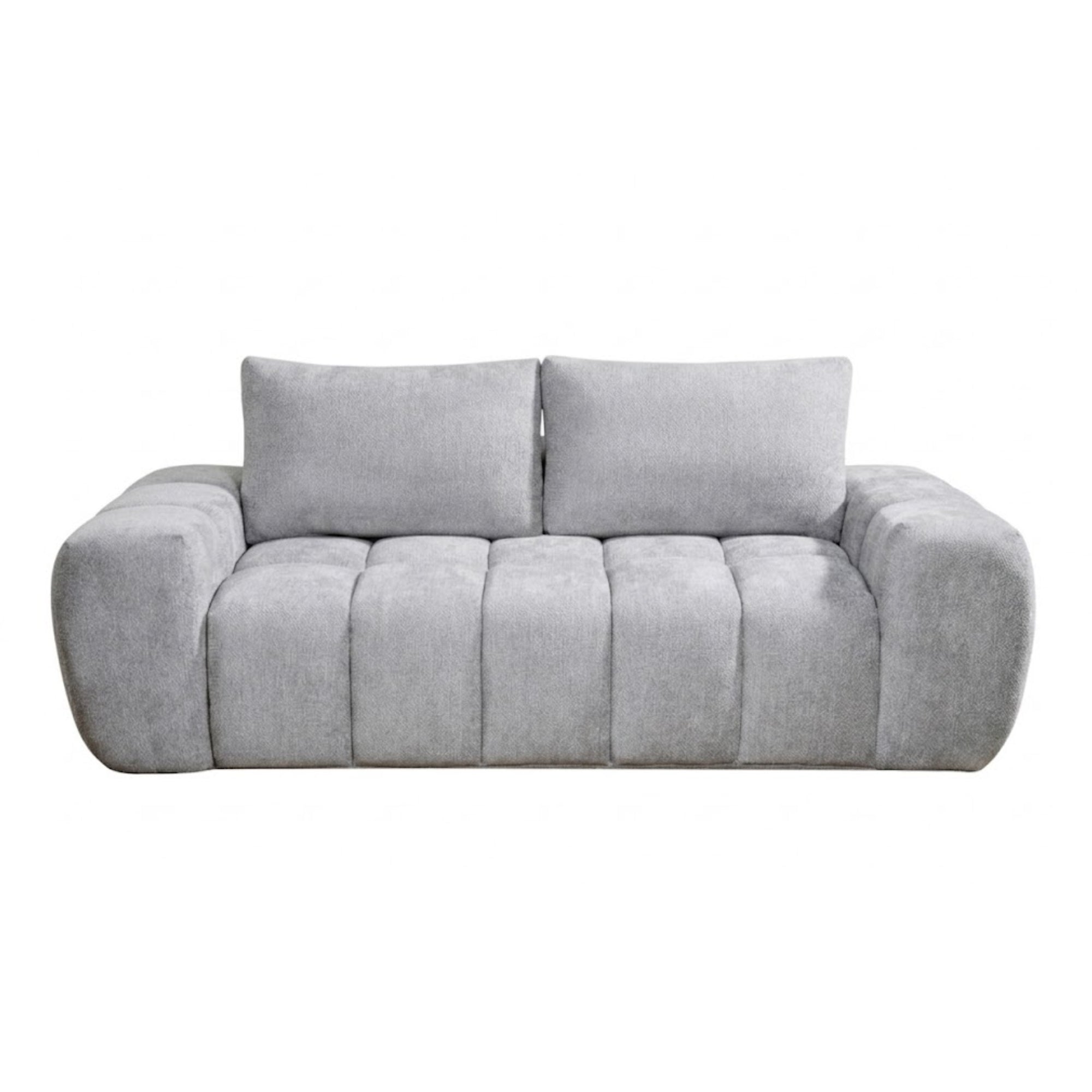 Light grey Compression CloudEase Channel Sofa by Brassex, showcasing plush cushions and modern design in a contemporary living room setting.