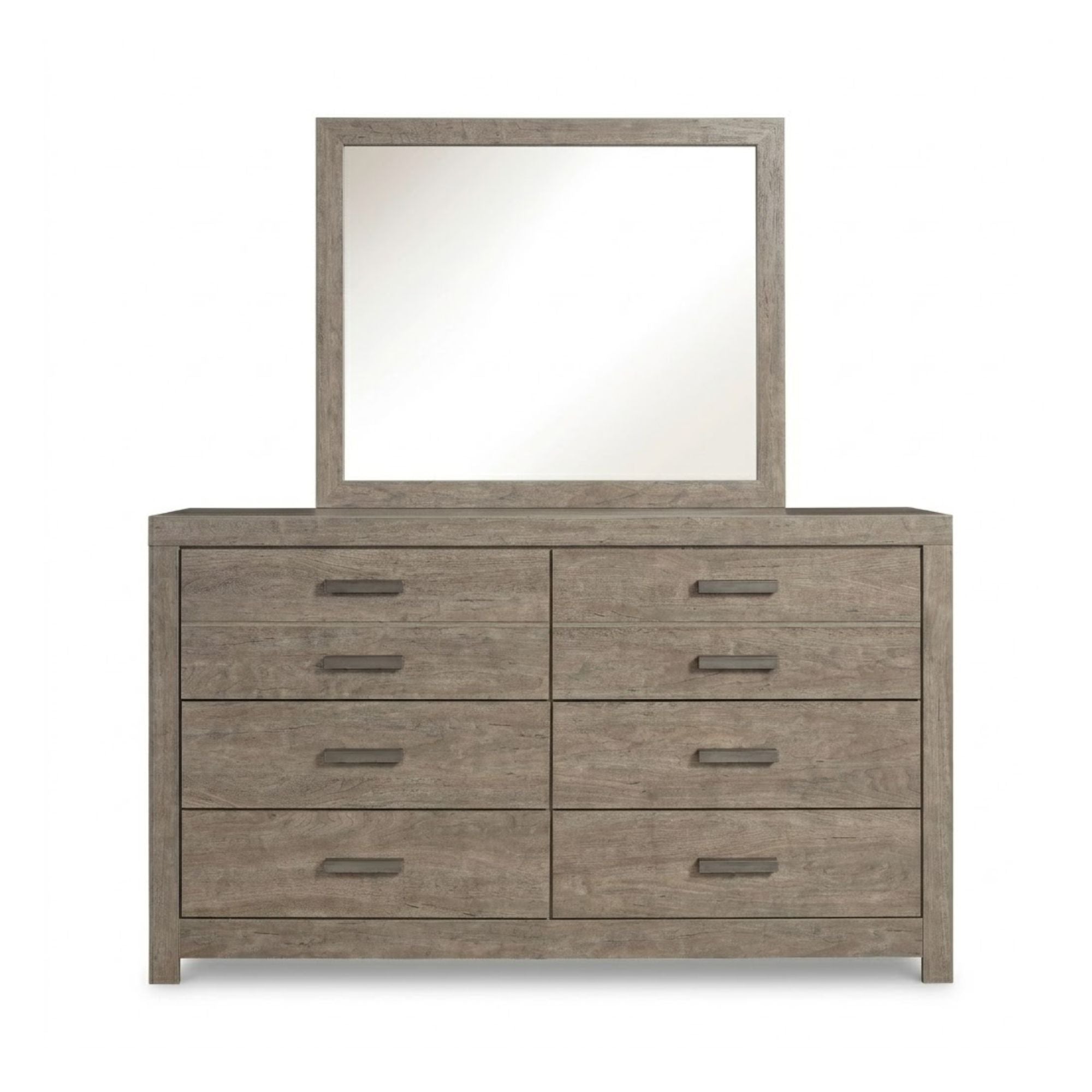 Signature Ashley Culverbach dresser with matching mirror in grey, showcasing a modern bedroom furniture set with sleek design and hardware.
