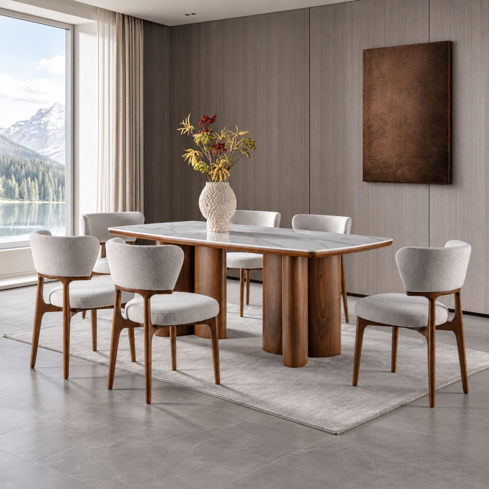 Pillars Walnut & Sintered Stone Dining Set