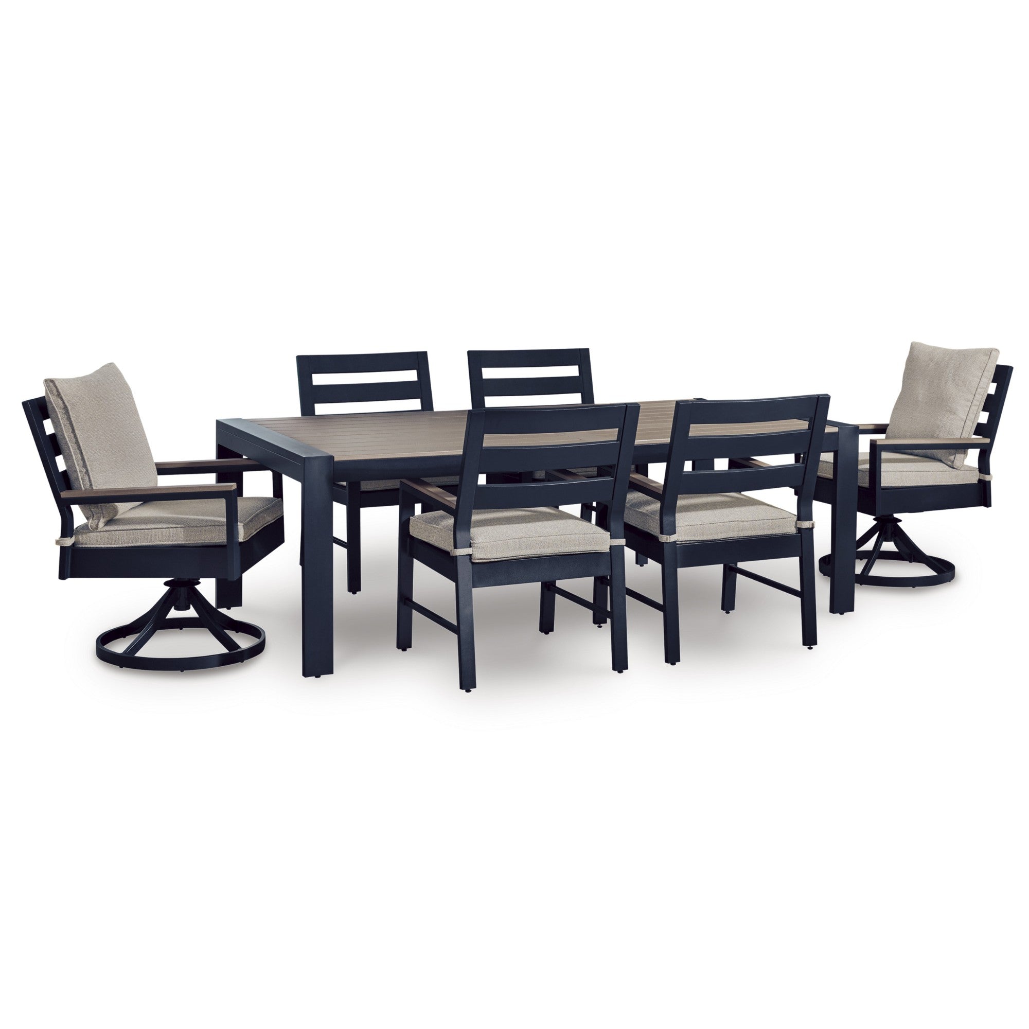 East Beach 7-Piece Outdoor Dining Set w/Swivel Chair Blue