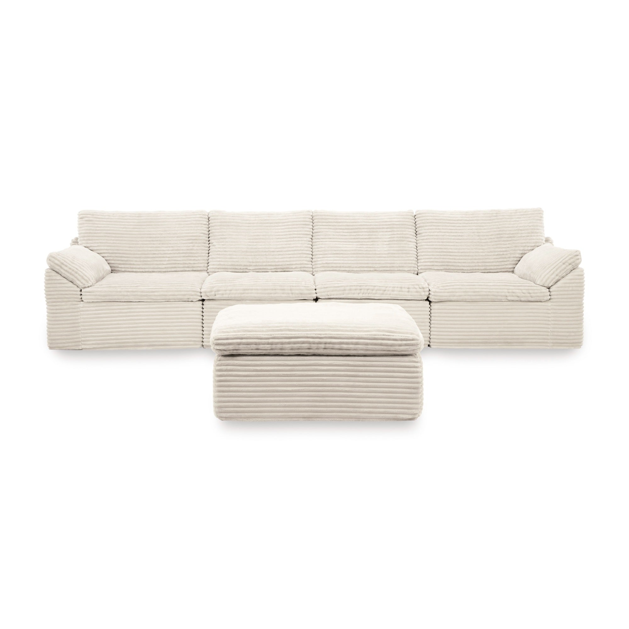 Fannin 4-Piece Boneless Sectional with Ottoman in Ivory