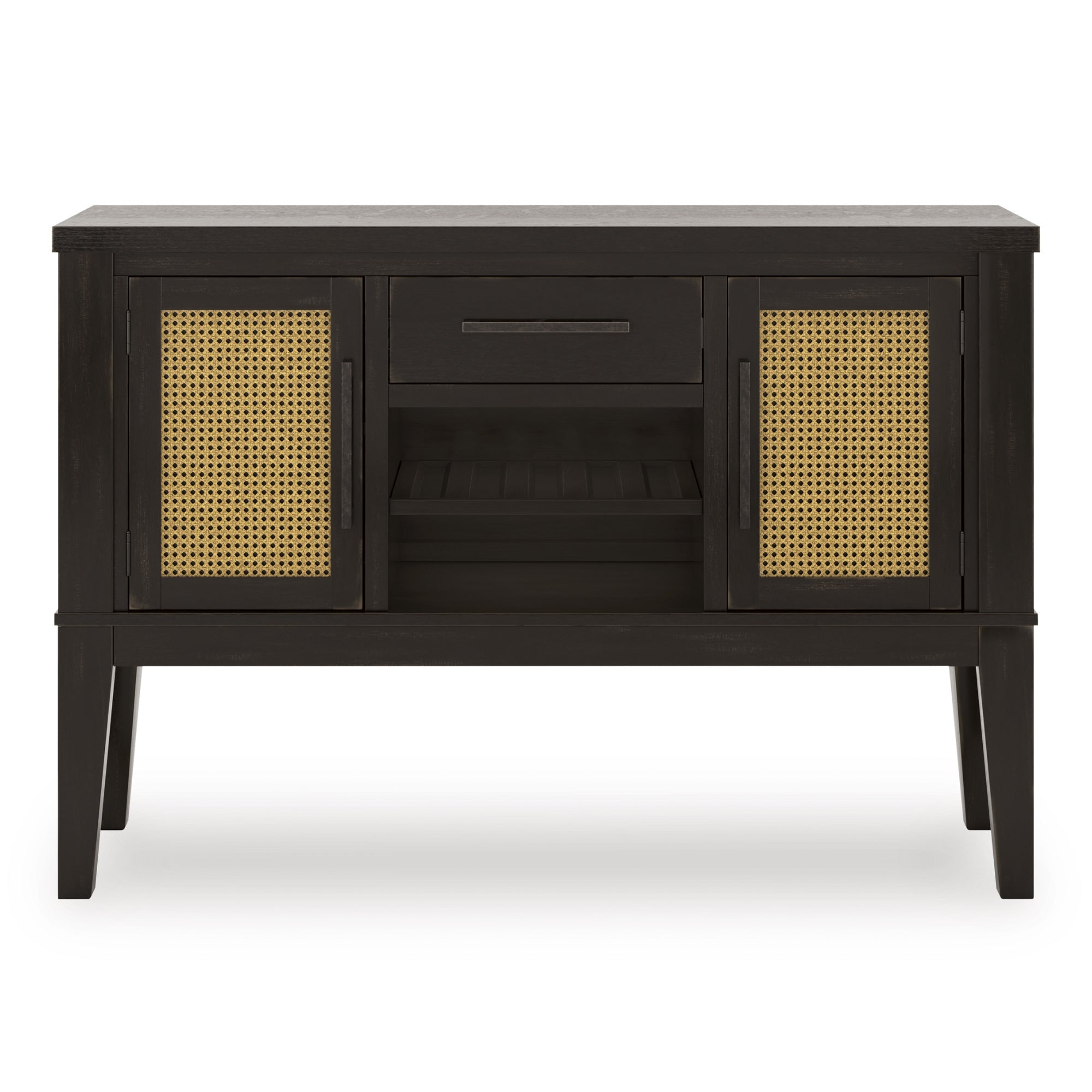 Large image of the Galliden dining room server by Signature Ashley, showing a wooden storage piece with multiple drawers and cabinets.