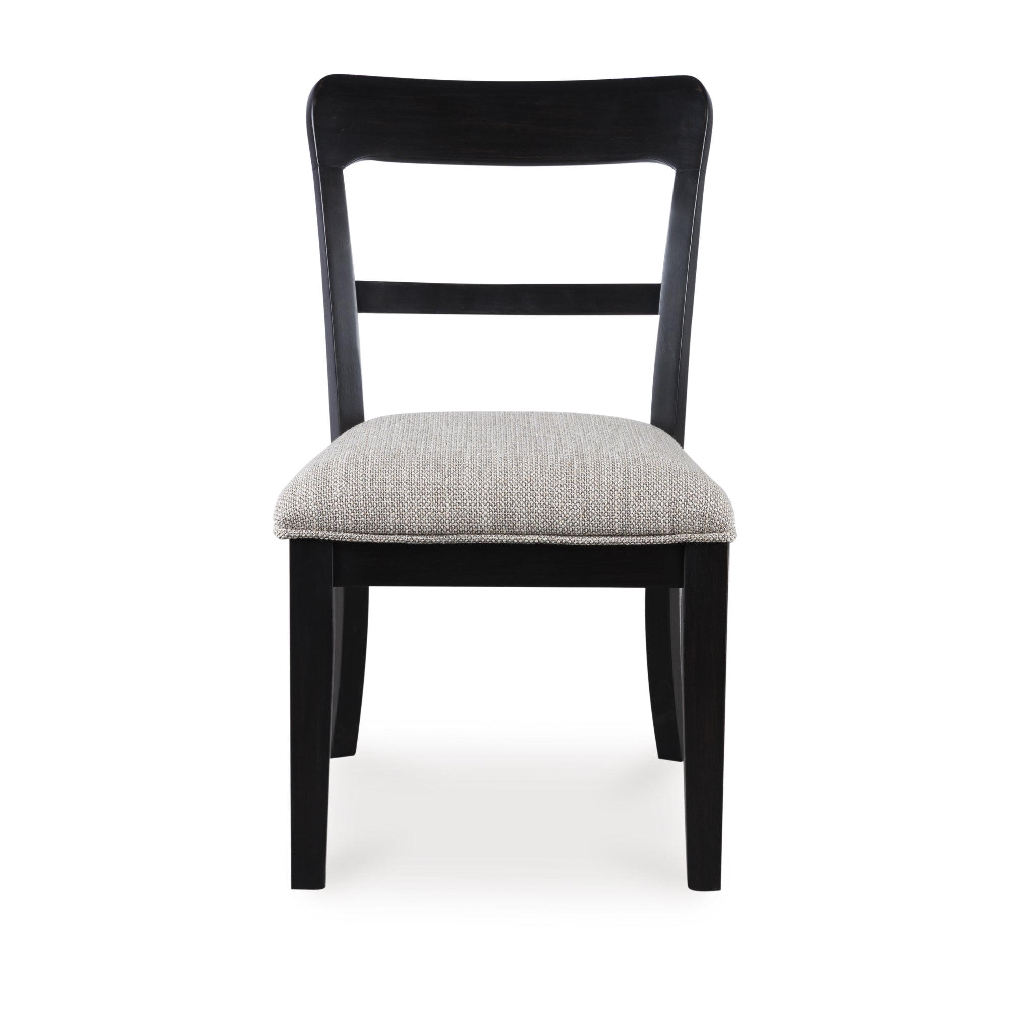Set of two black Greddinton Dining UPH Side Chairs by Signature Ashley, showcasing upholstered seats and sleek wooden frames.