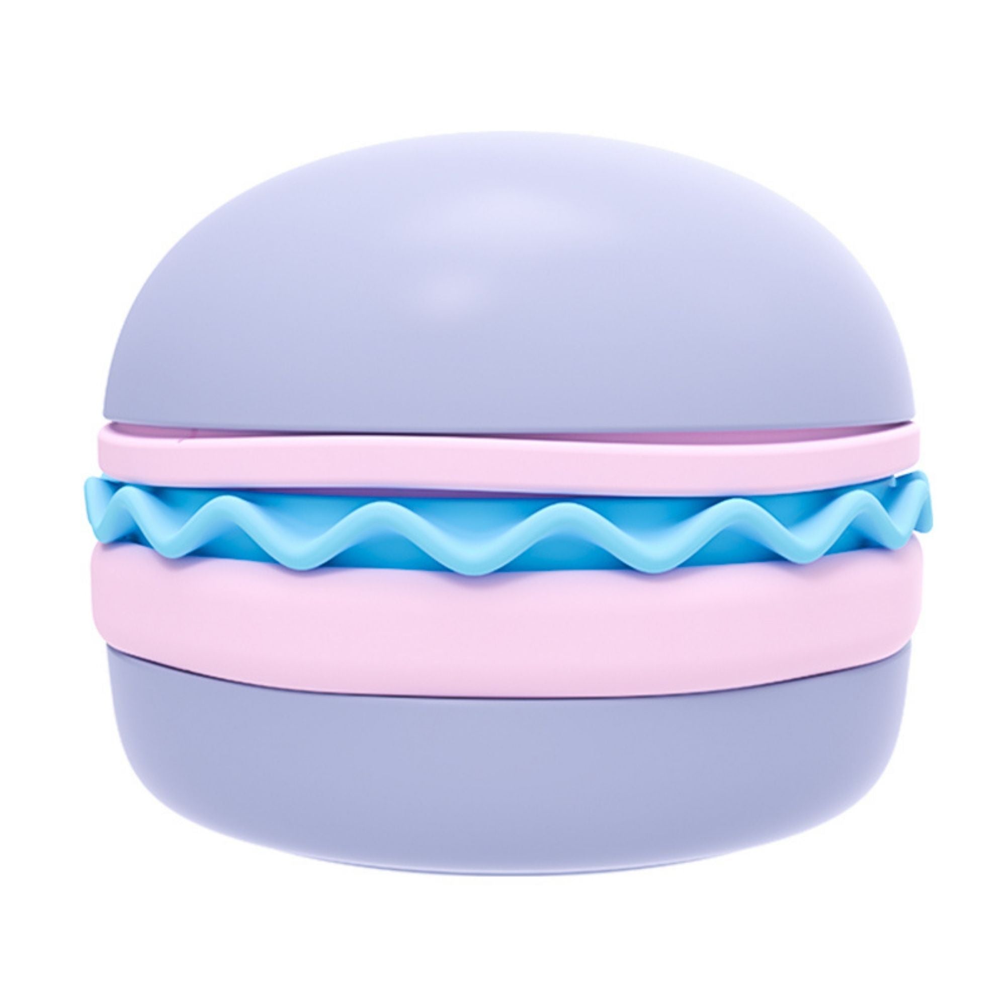 Purple Superdesign hamburger-shaped slow feeder pet bowl for dogs and cats