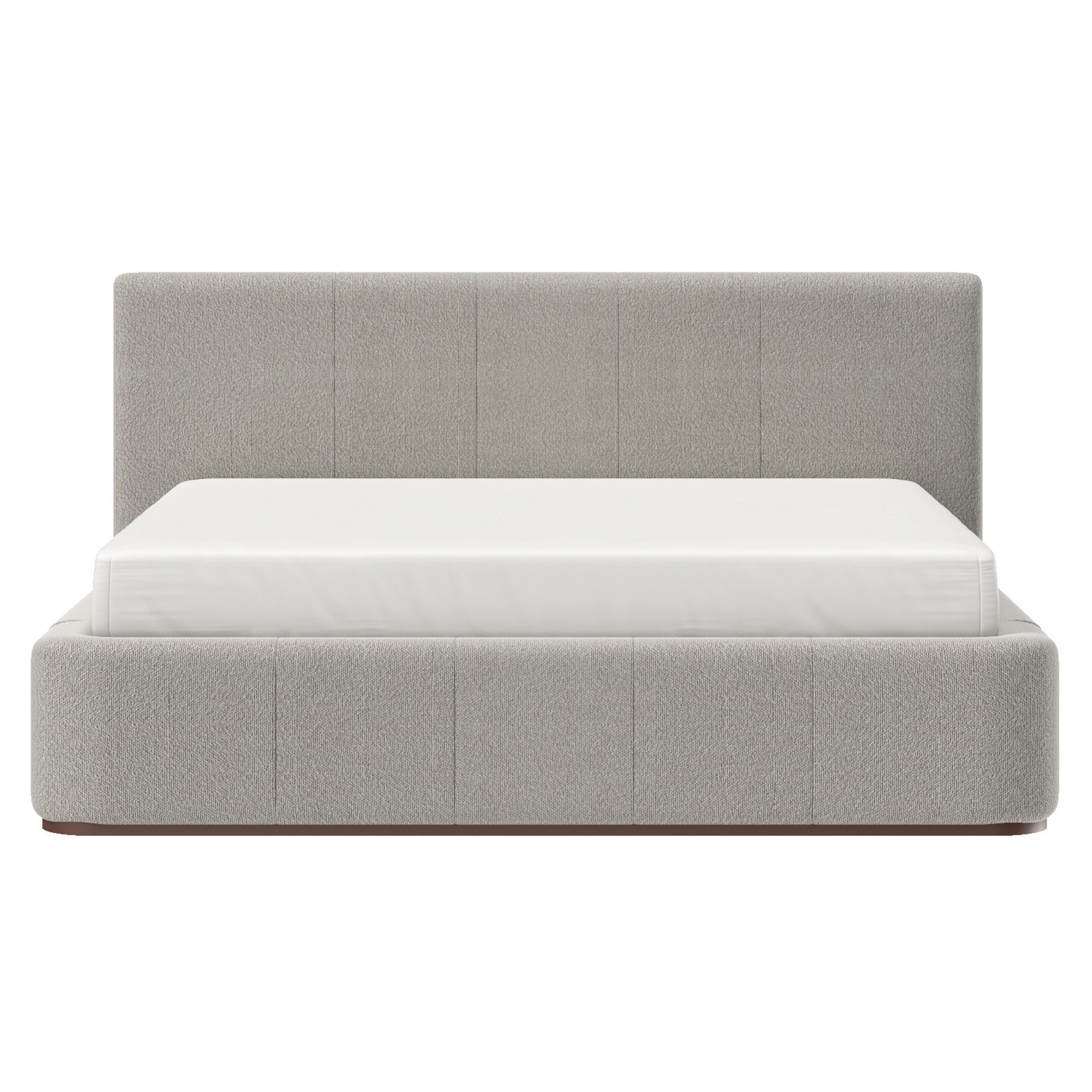 Harrod Upholstered Platform Bed in Mushroom and Walnut