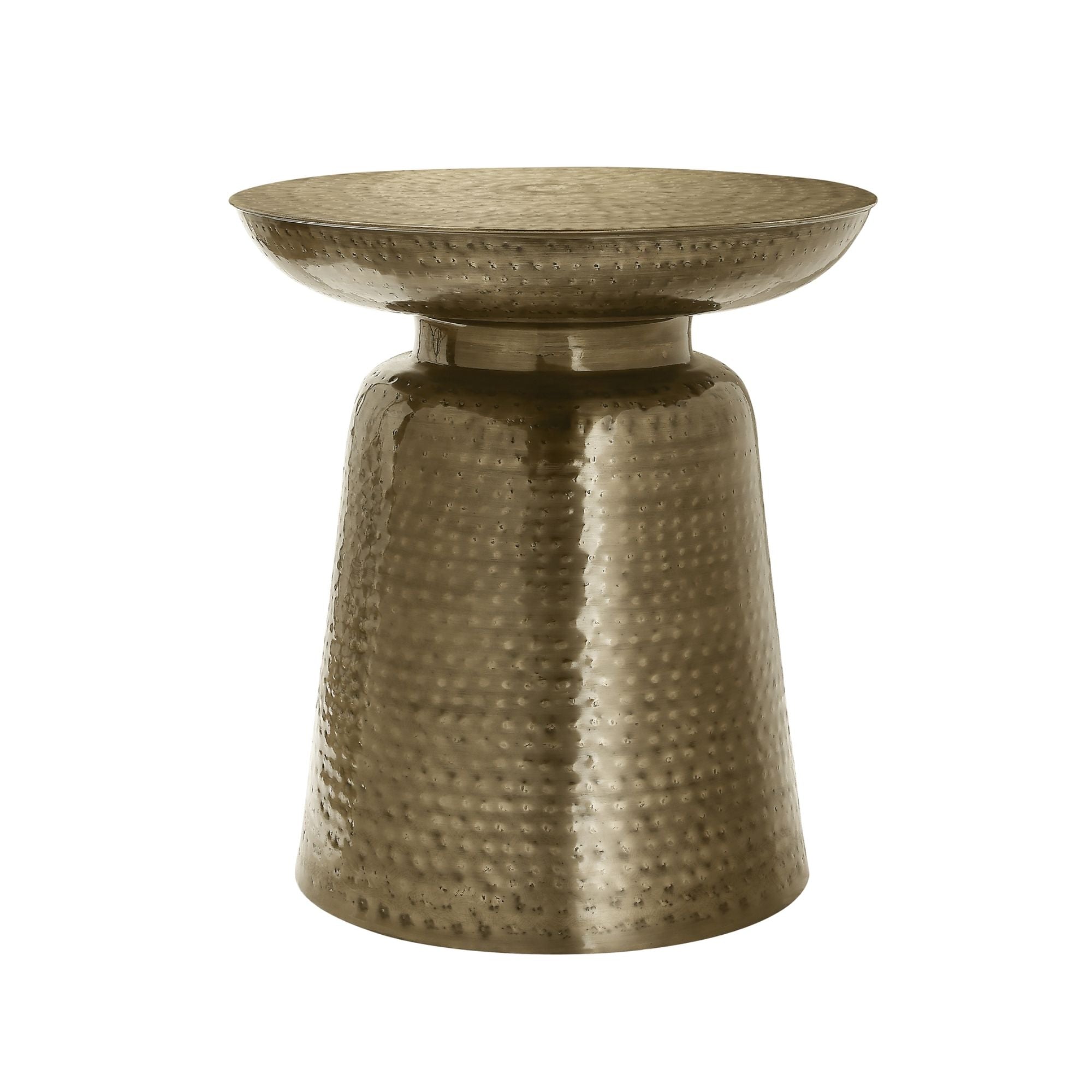 Monarch Specialties Orvian accent table in gold with a sleek round top and modern design, perfect for living room decor.