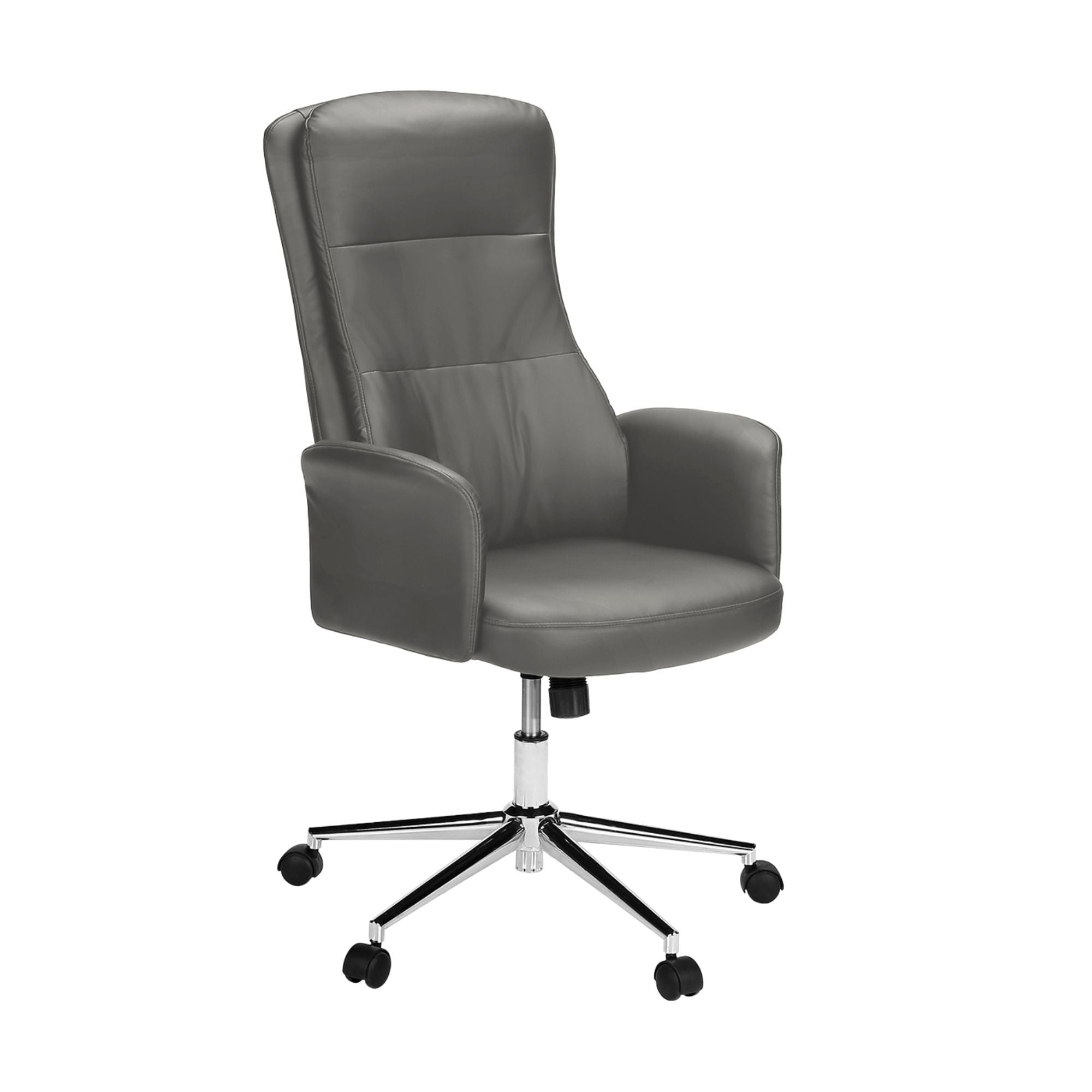 Dark grey Monarch Specialties Workflex leather-look executive office chair with padded armrests and ergonomic design.