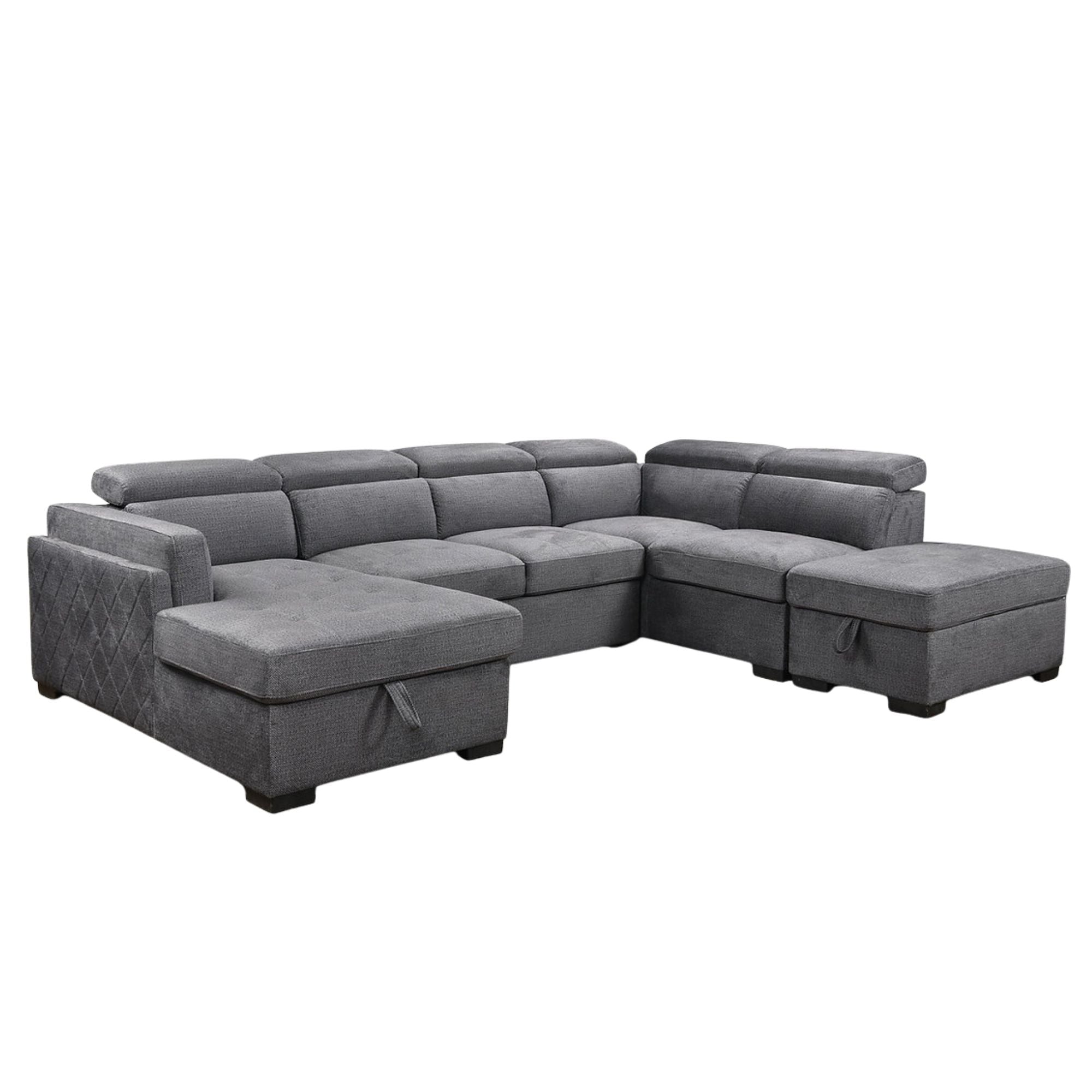 Aurora LHF Lift-Up Storage Sofa Bed Sectional inSoft Grey