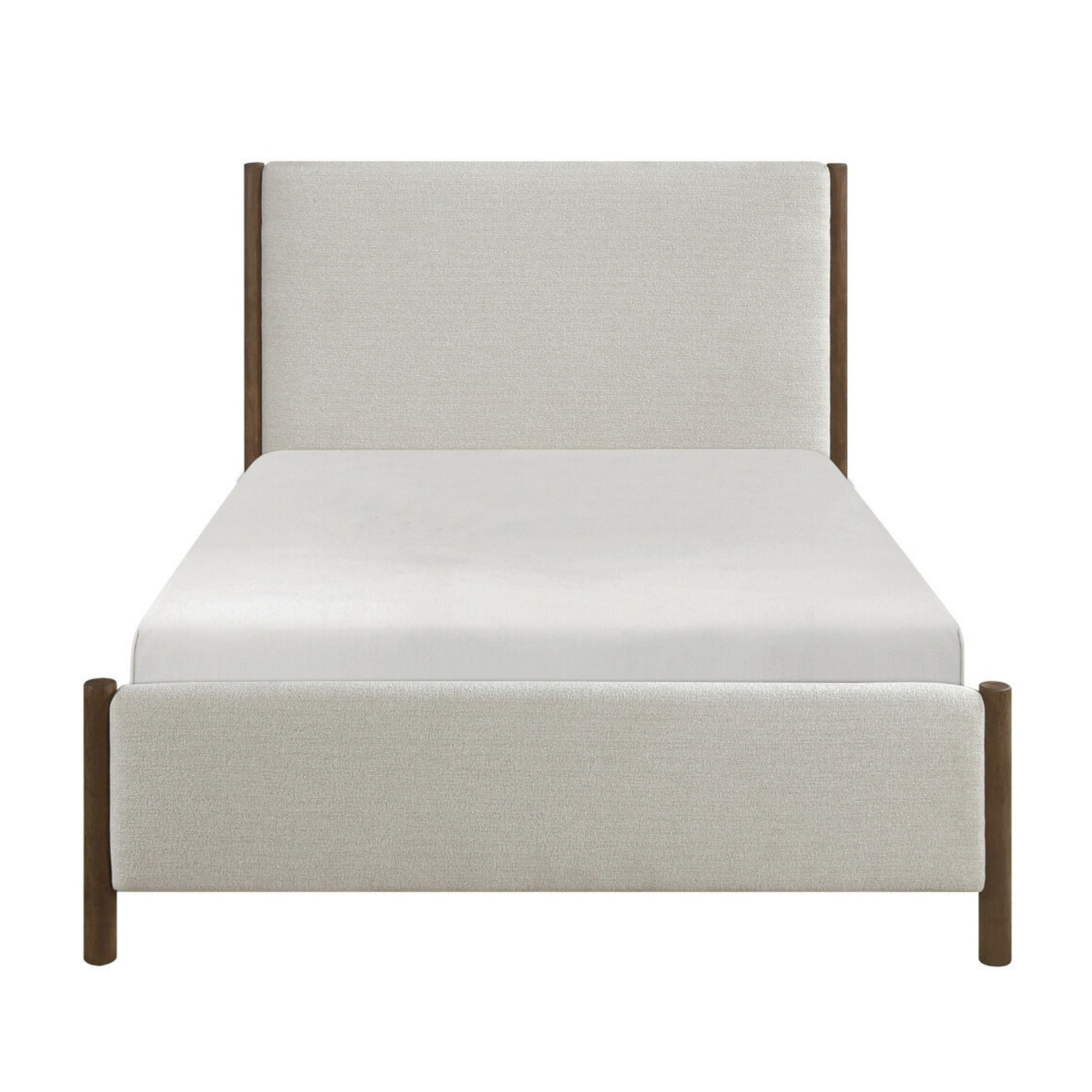 M.A.F Julian Collection platform bed with a modern design, featuring a sleek wooden frame and a comfortable headboard.